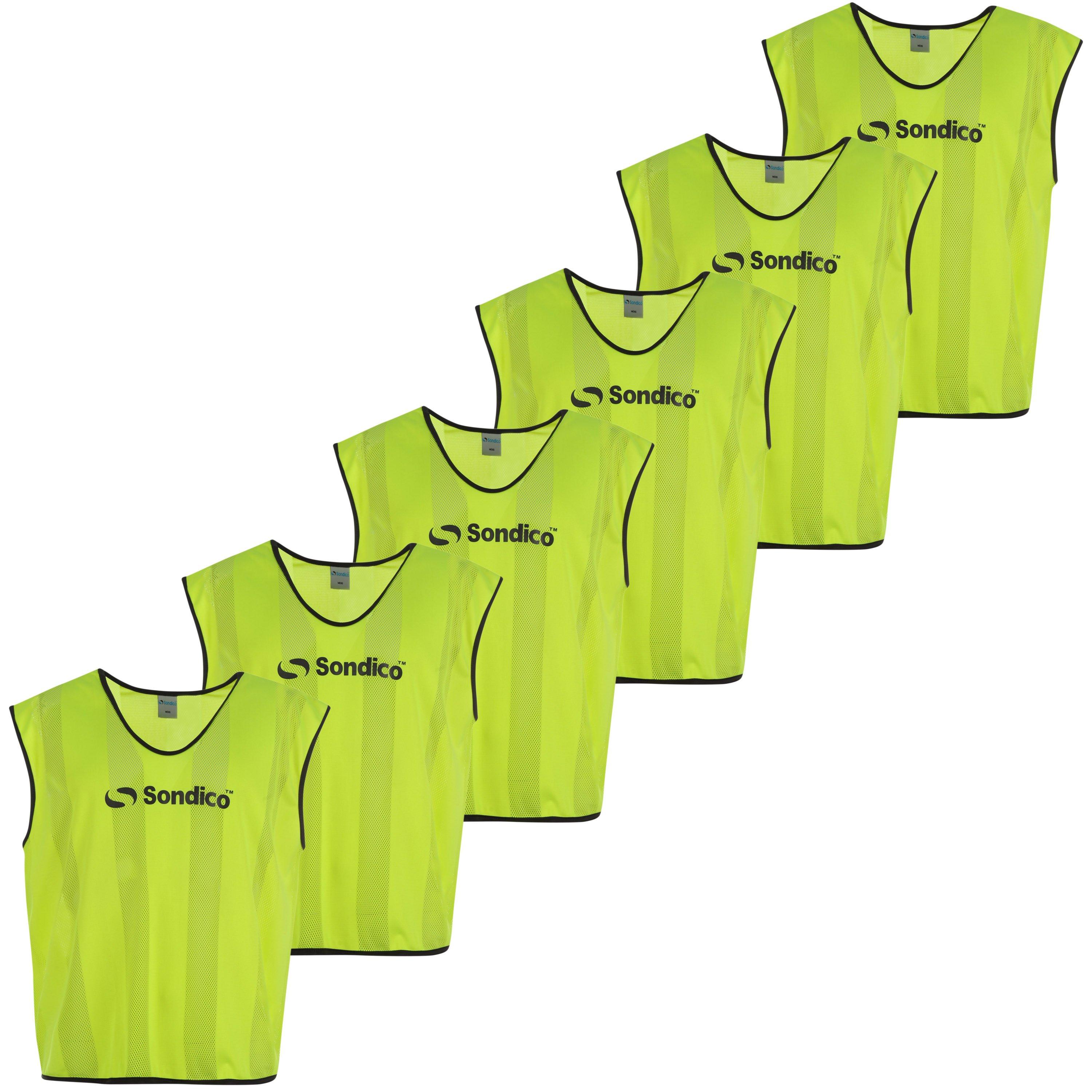 Sondico  6 Pack Mesh Hi Viz Training Bibs - Fluo Yellow - Youth