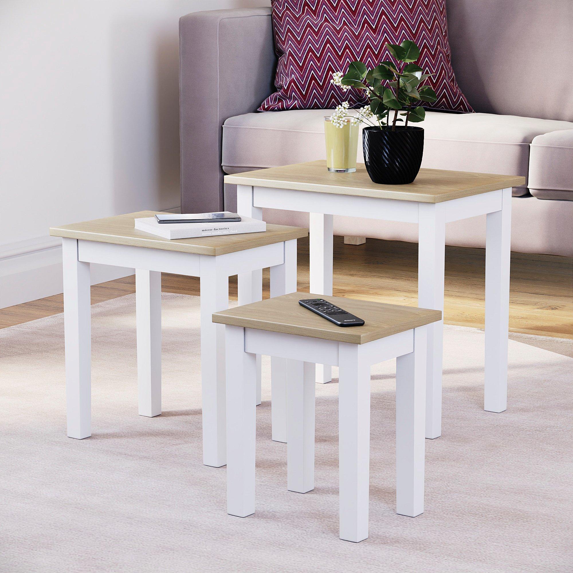 Lassic  Vida Designs Yorkshire Nest Of 3 Tables - Oak & White  of 3