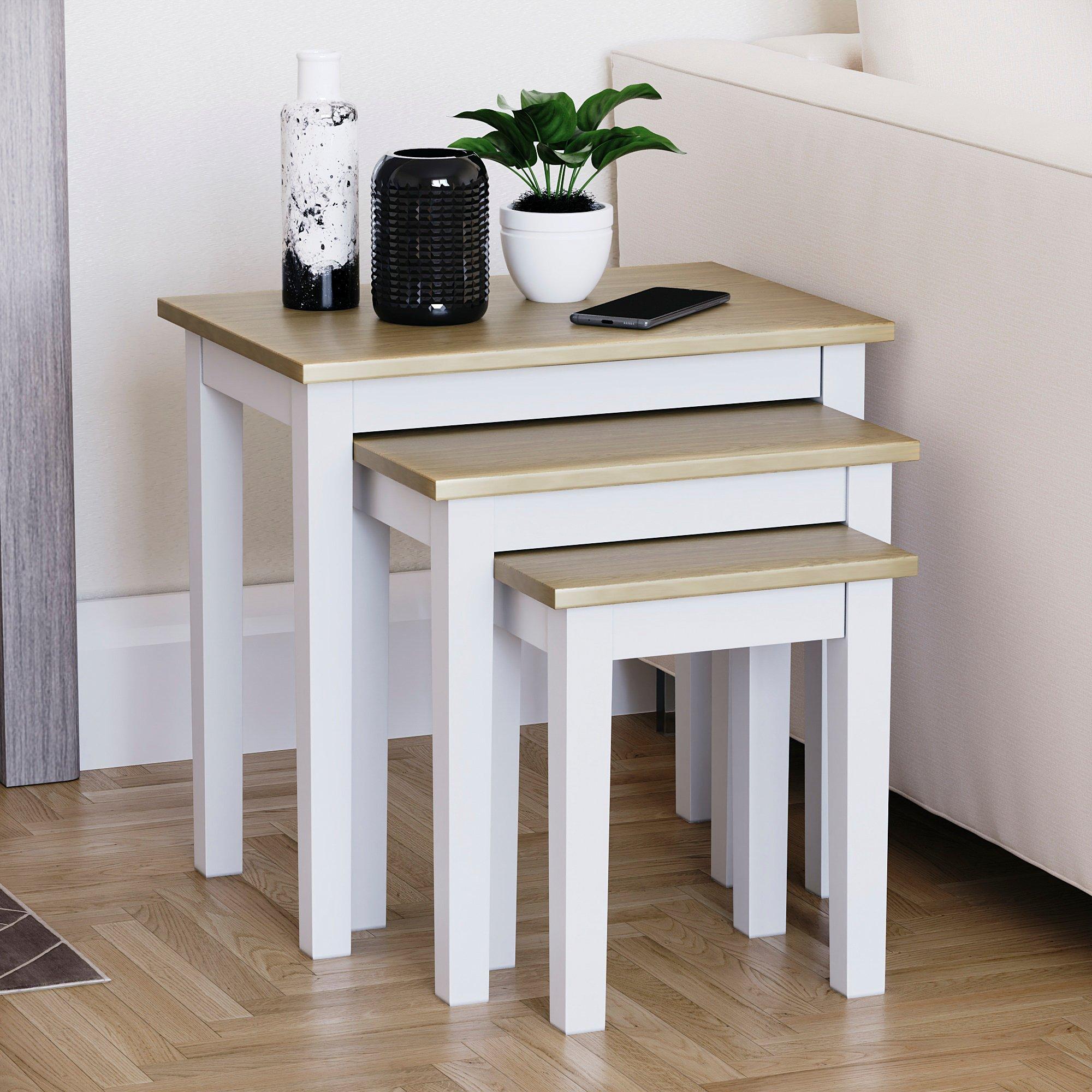 Oak & White - Lassic - Vida Designs Yorkshire Nest of 3 Tables - 5