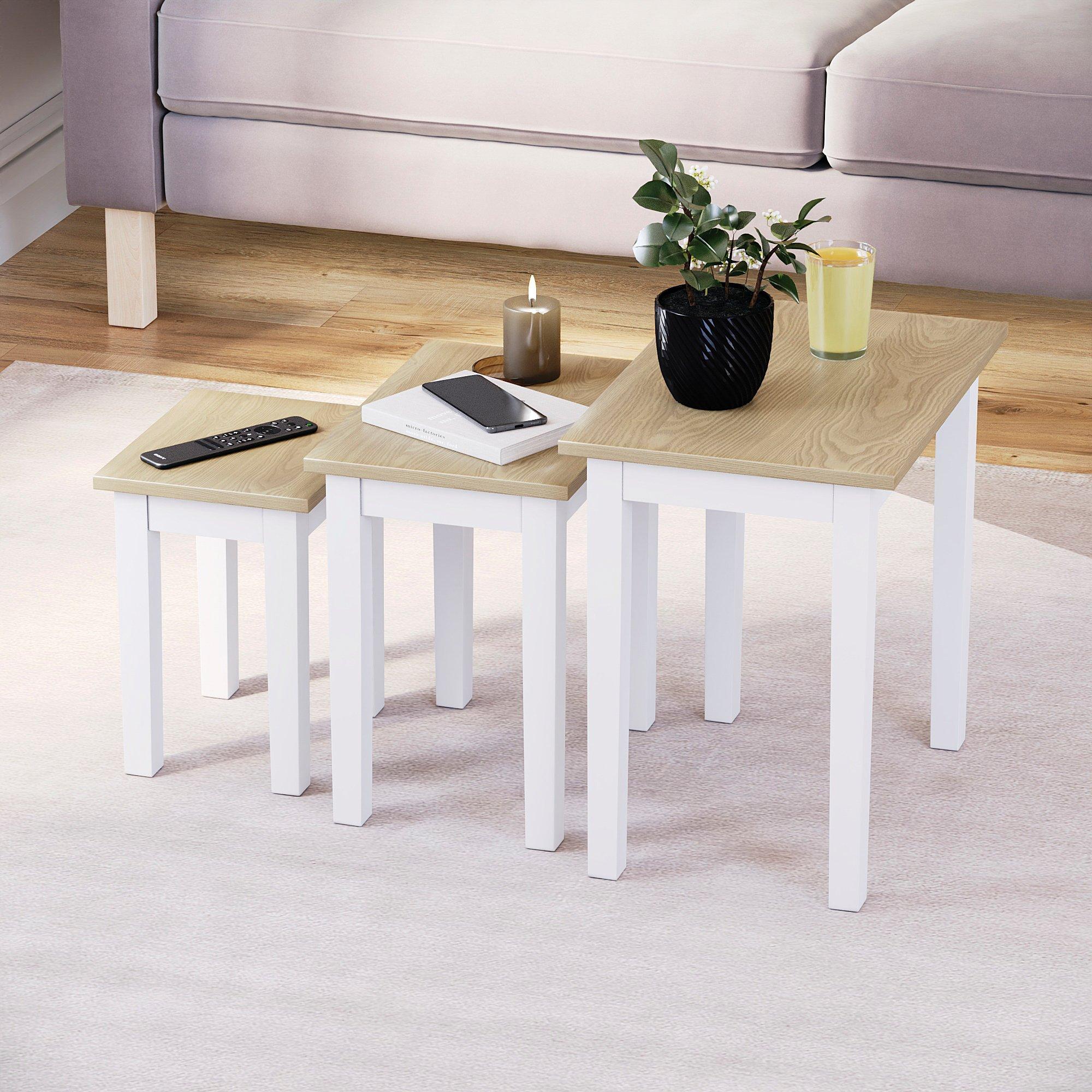 Oak & White - Lassic - Vida Designs Yorkshire Nest of 3 Tables - 6