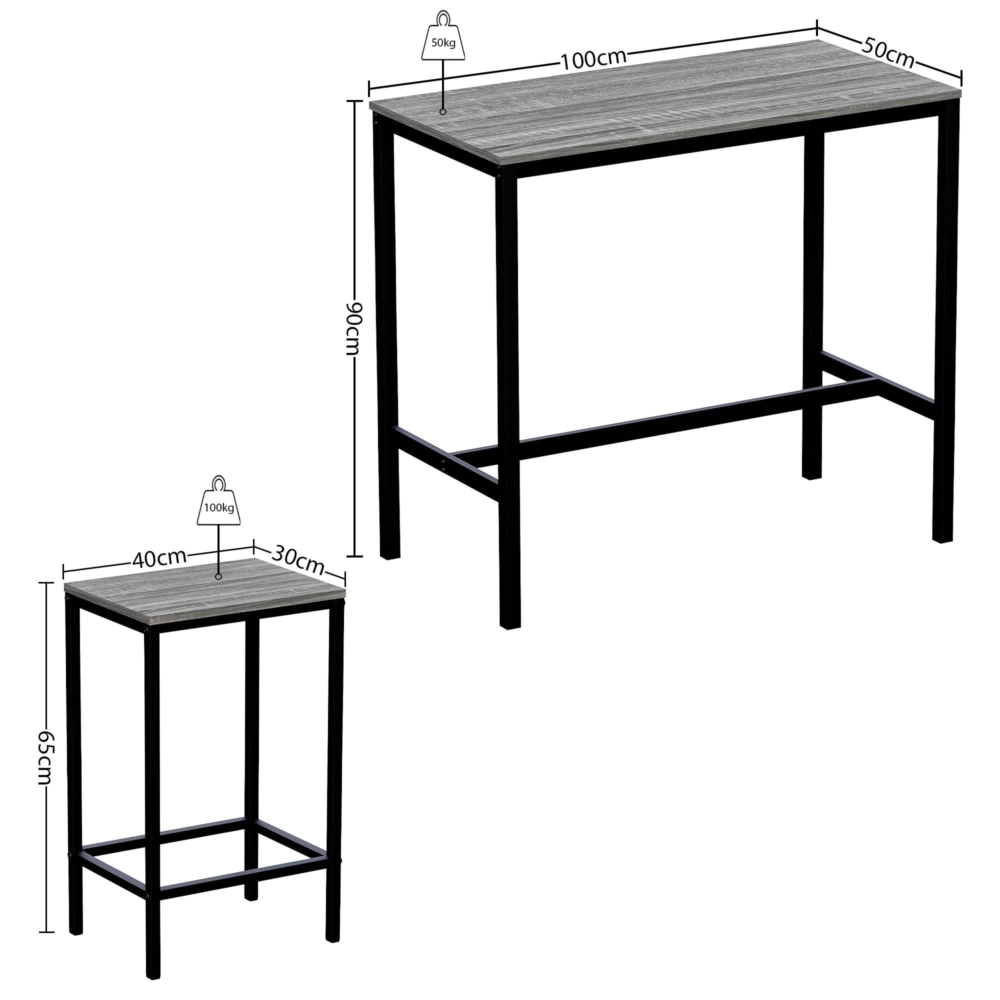 Grey - Lassic - Vida Designs Roslyn 2 Seater Bar Table Set - 2