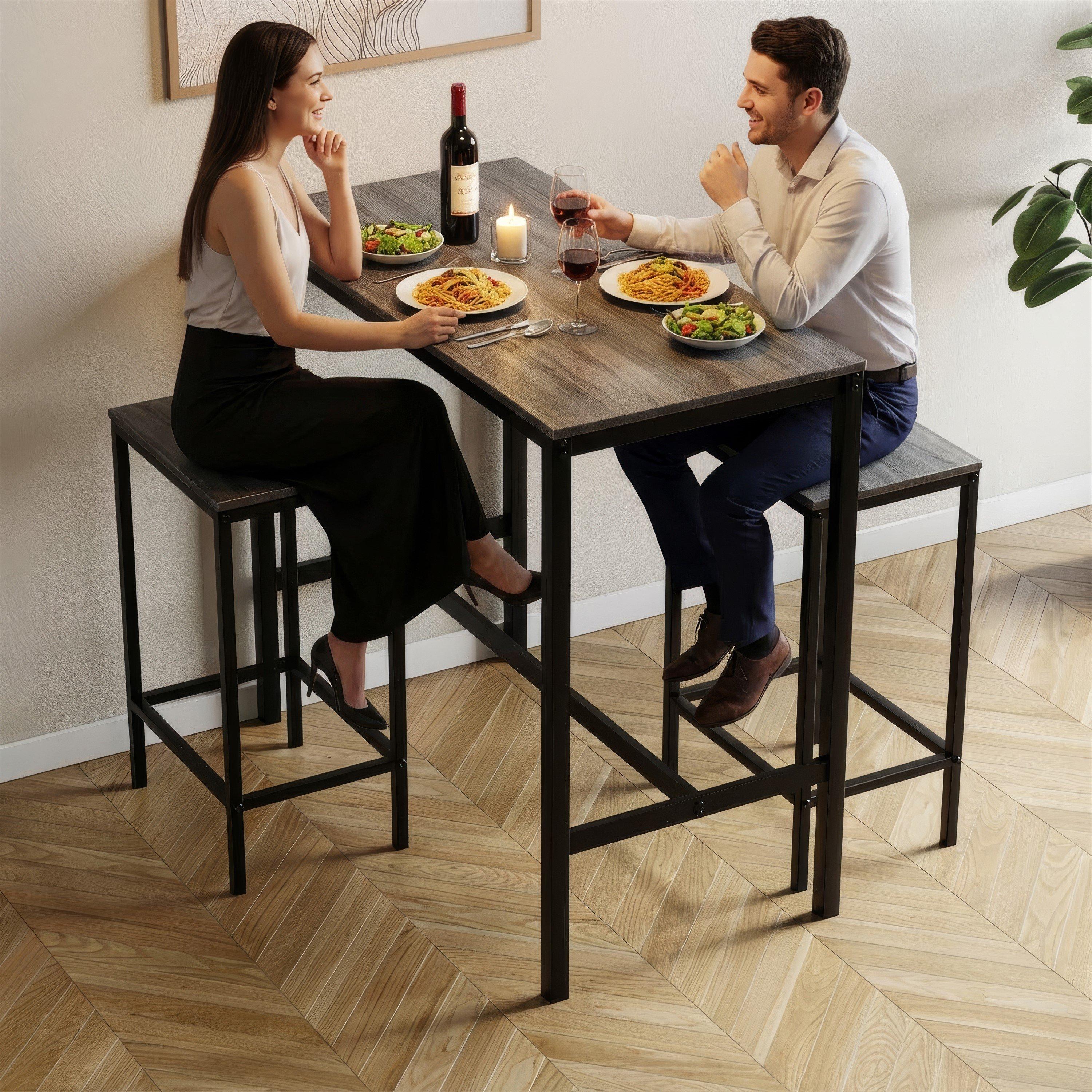 Grey - Lassic - Vida Designs Roslyn 2 Seater Bar Table Set - 3