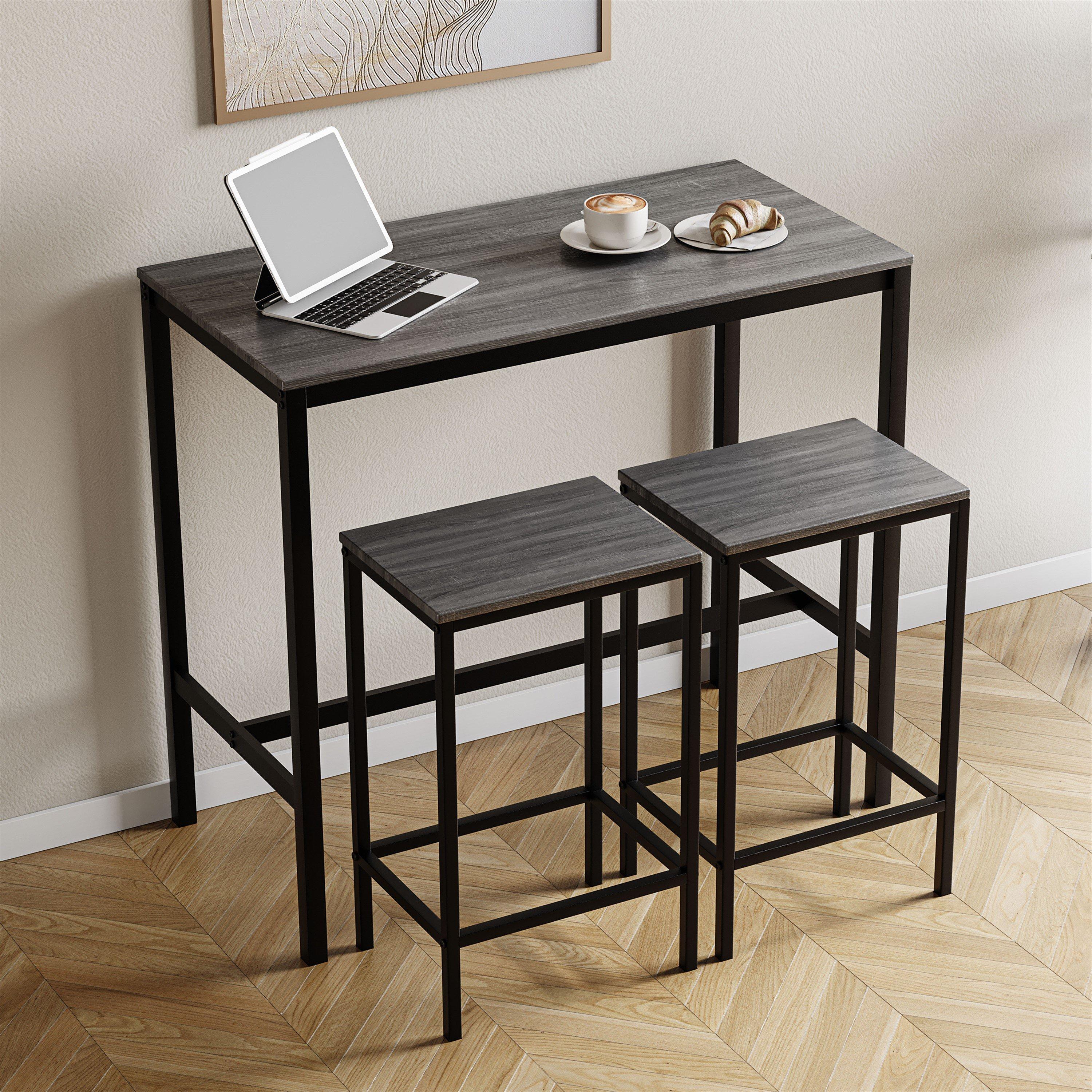 Grey - Lassic - Vida Designs Roslyn 2 Seater Bar Table Set - 4