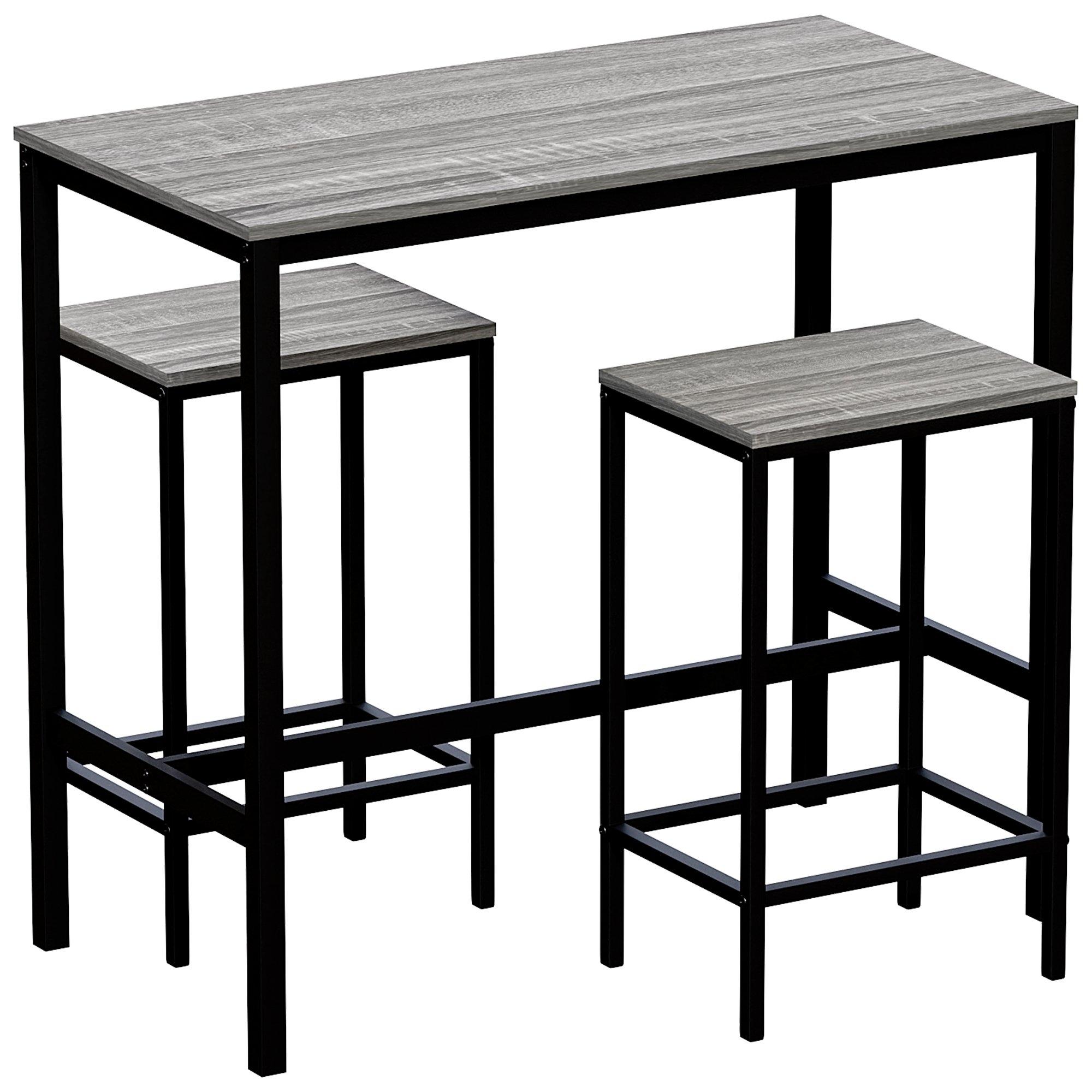 Grey - Lassic - Vida Designs Roslyn 2 Seater Bar Table Set - 6