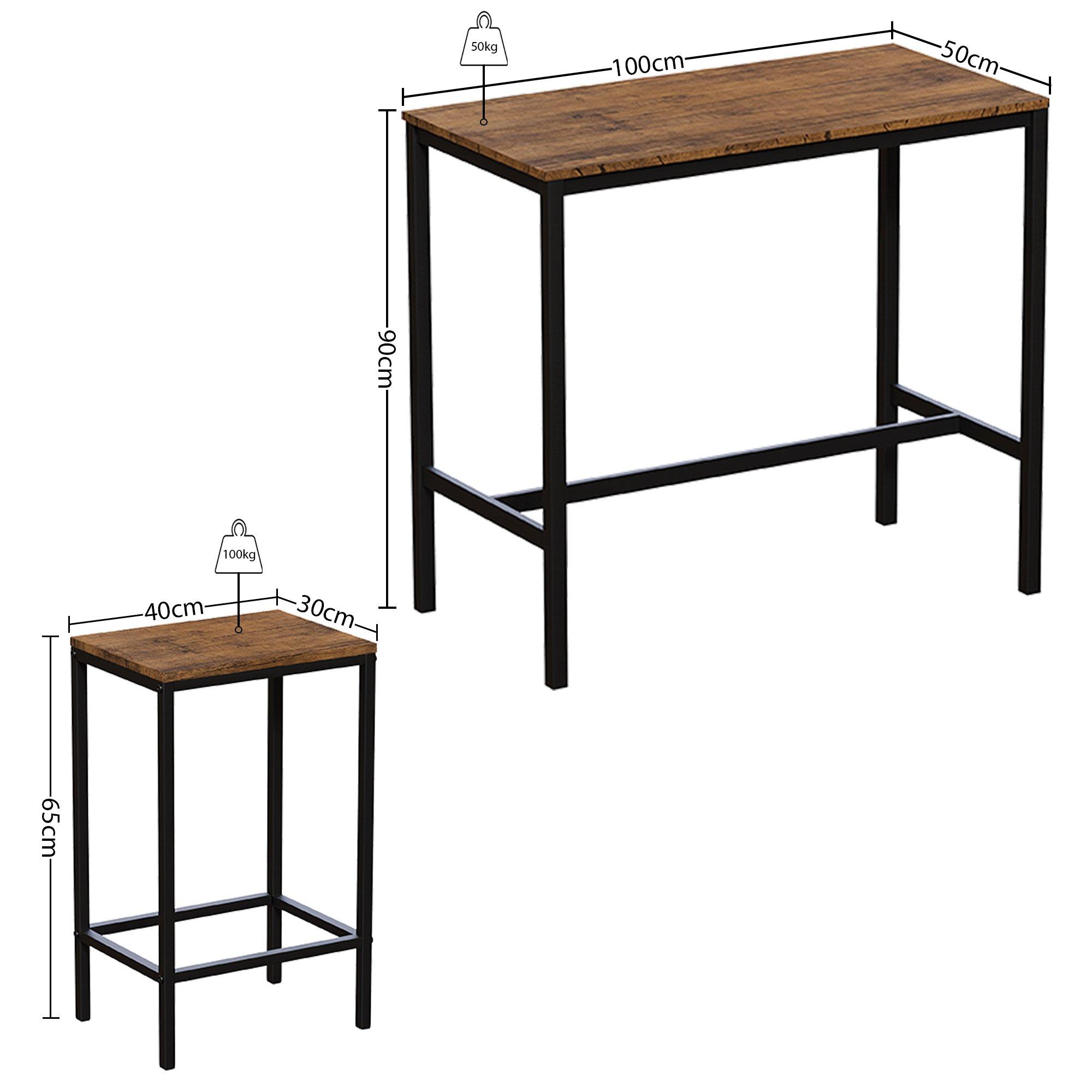 Dark Wood - Lassic - Vida Designs Roslyn 2 Seater Bar Table Set - 2