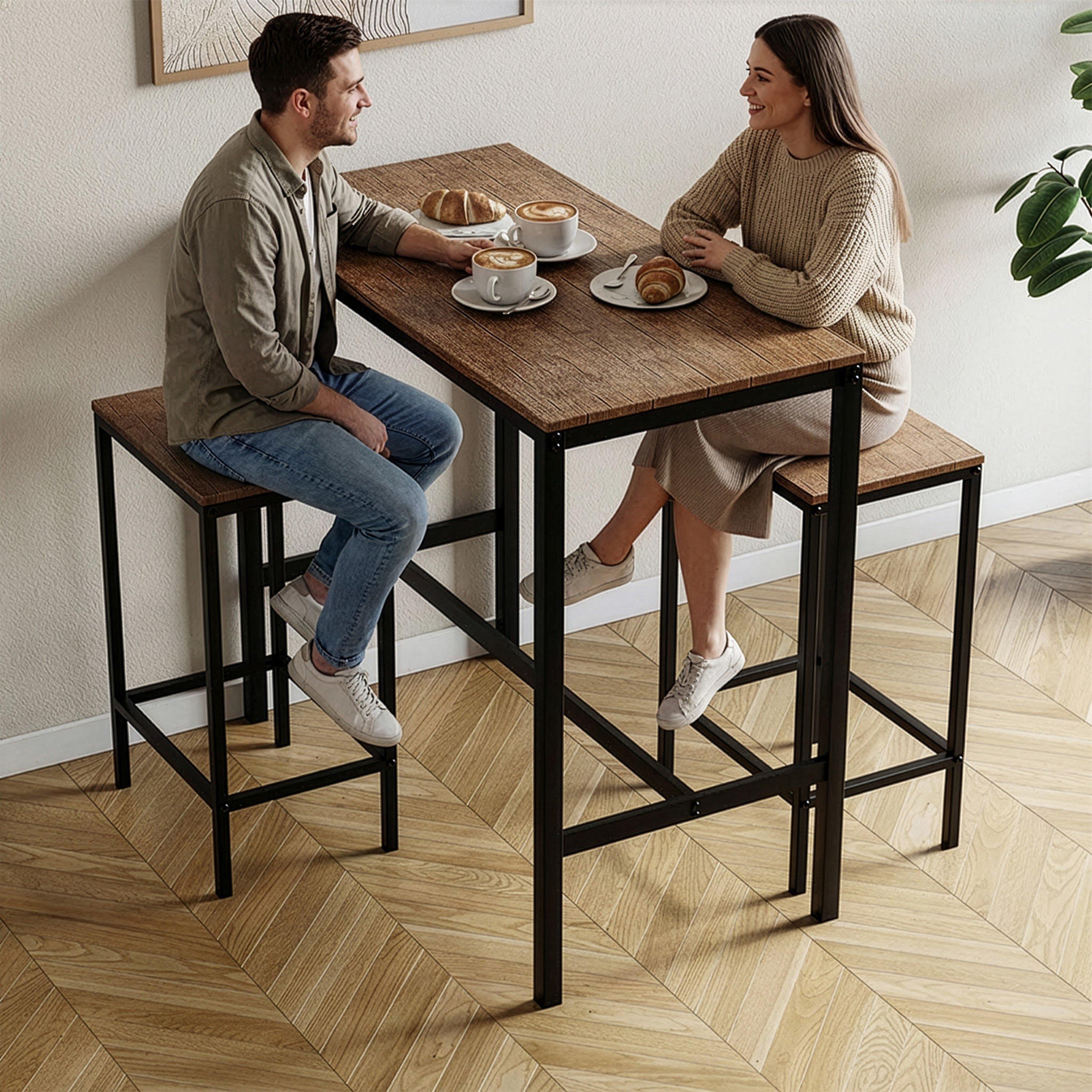 Dark Wood - Lassic - Vida Designs Roslyn 2 Seater Bar Table Set - 3