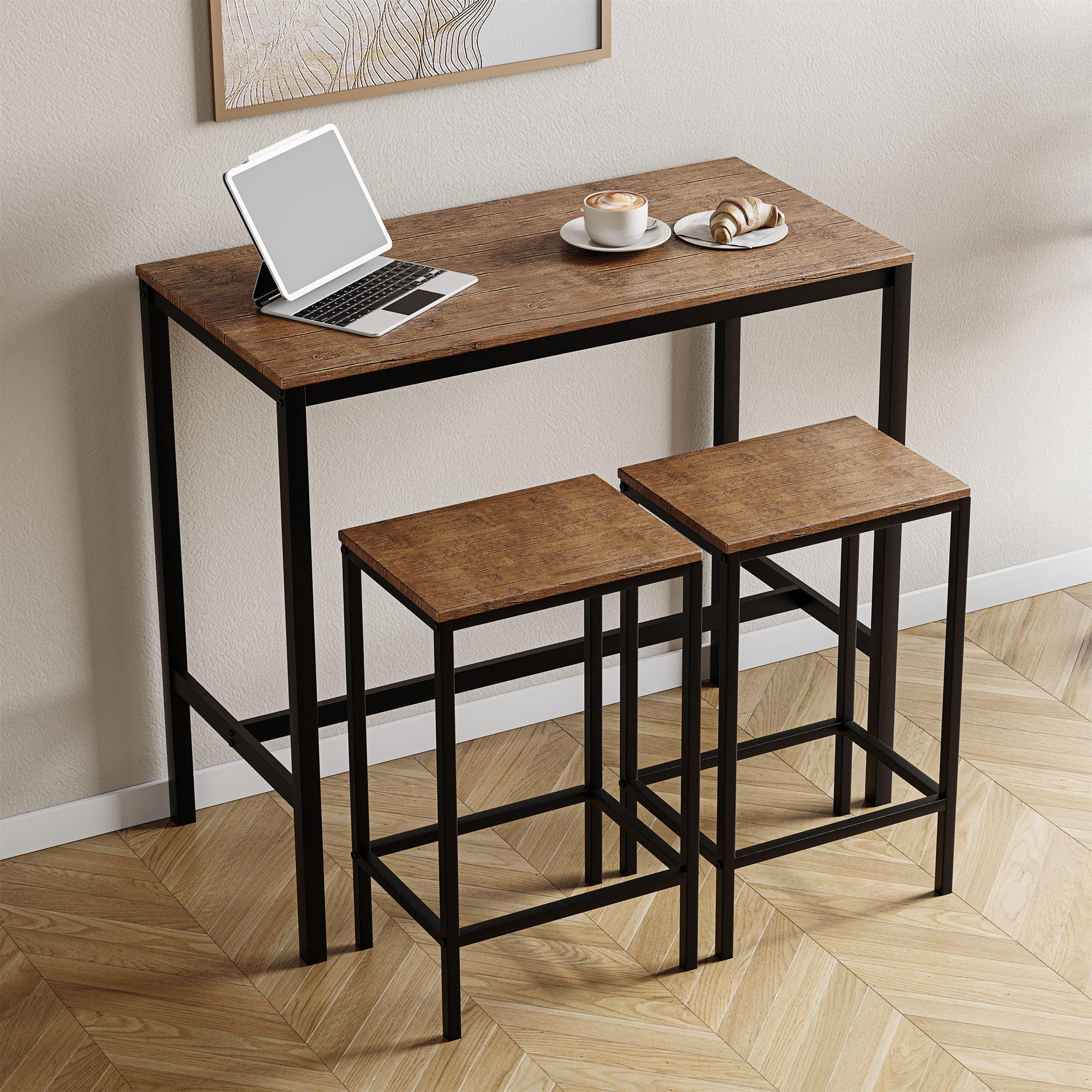 Dark Wood - Lassic - Vida Designs Roslyn 2 Seater Bar Table Set - 4