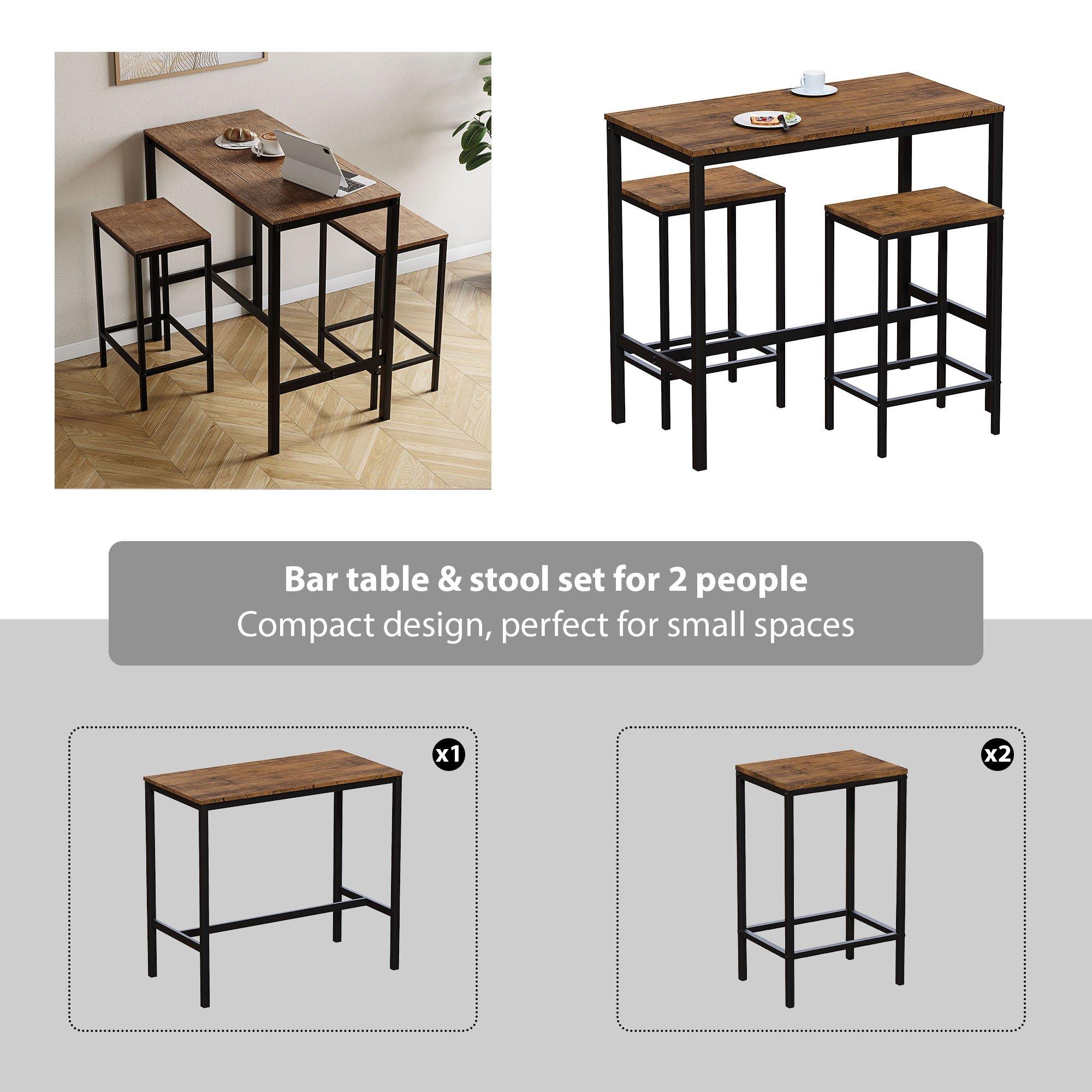 Dark Wood - Lassic - Vida Designs Roslyn 2 Seater Bar Table Set - 5