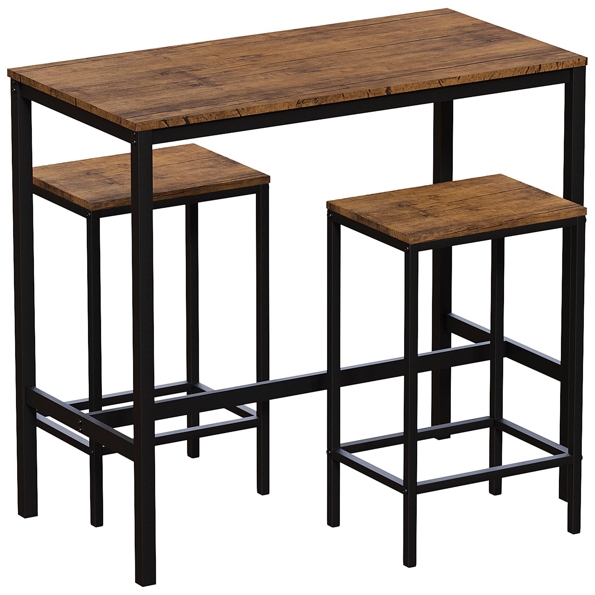 Dark Wood - Lassic - Vida Designs Roslyn 2 Seater Bar Table Set - 6