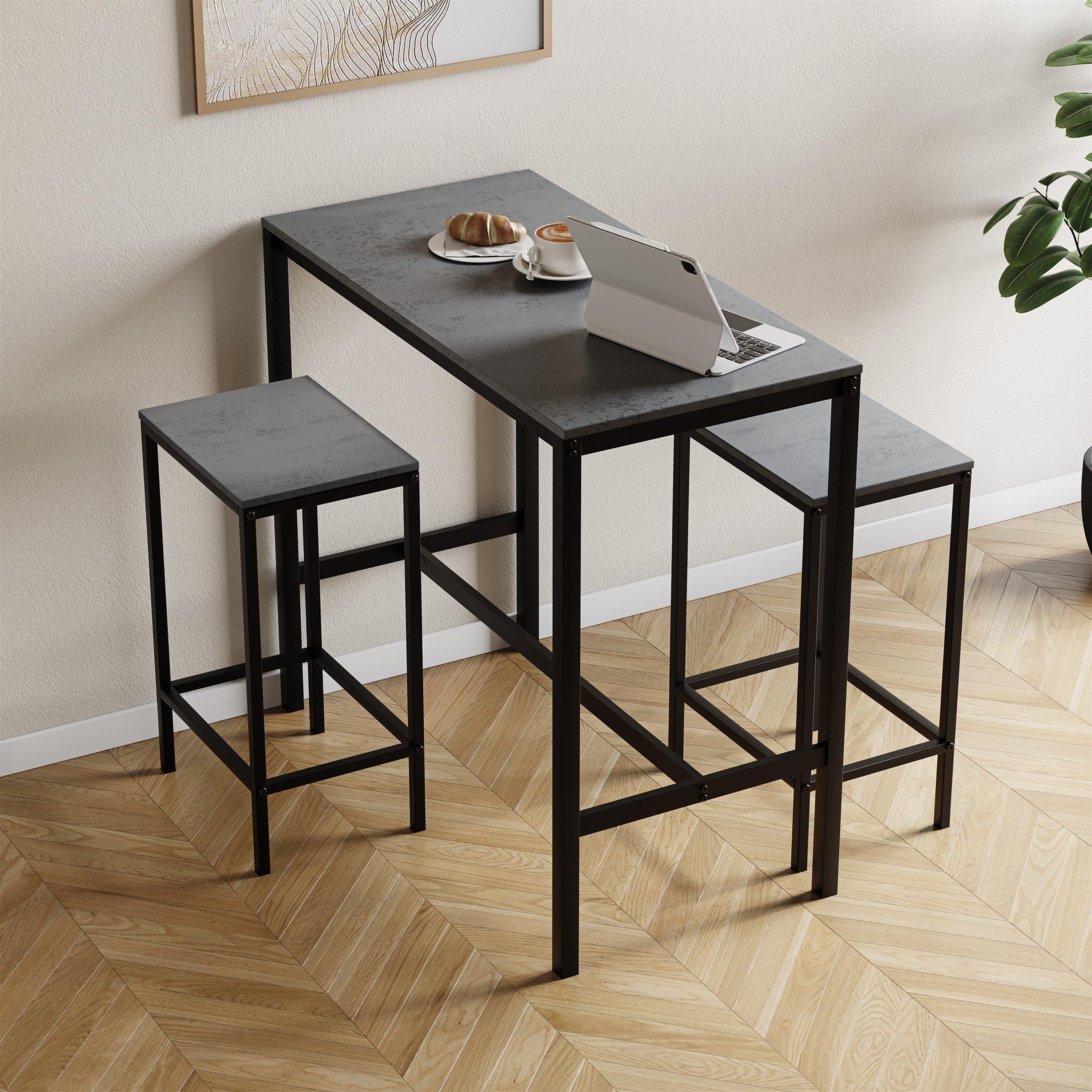 Lassic  Vida Designs Roslyn 2 Seater Bar Table Set - Concrete Grey - 2 Seater