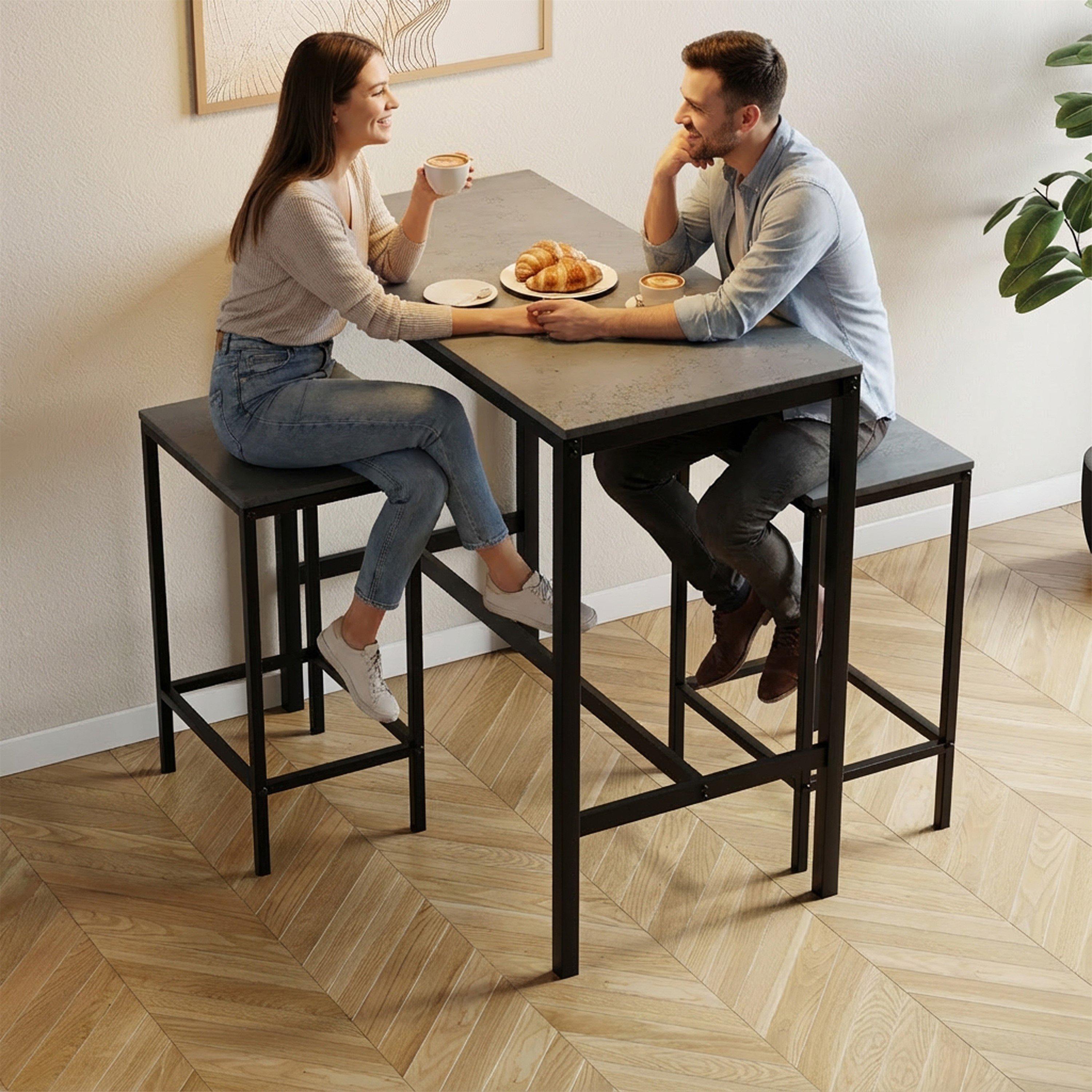Concrete Grey - Lassic - Vida Designs Roslyn 2 Seater Bar Table Set - 2