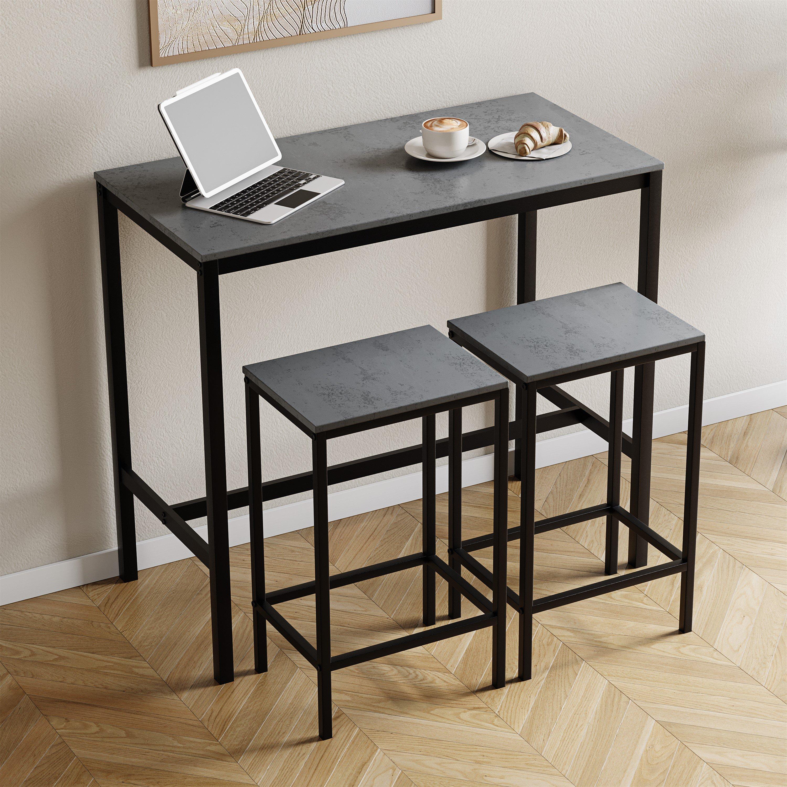Concrete Grey - Lassic - Vida Designs Roslyn 2 Seater Bar Table Set - 3