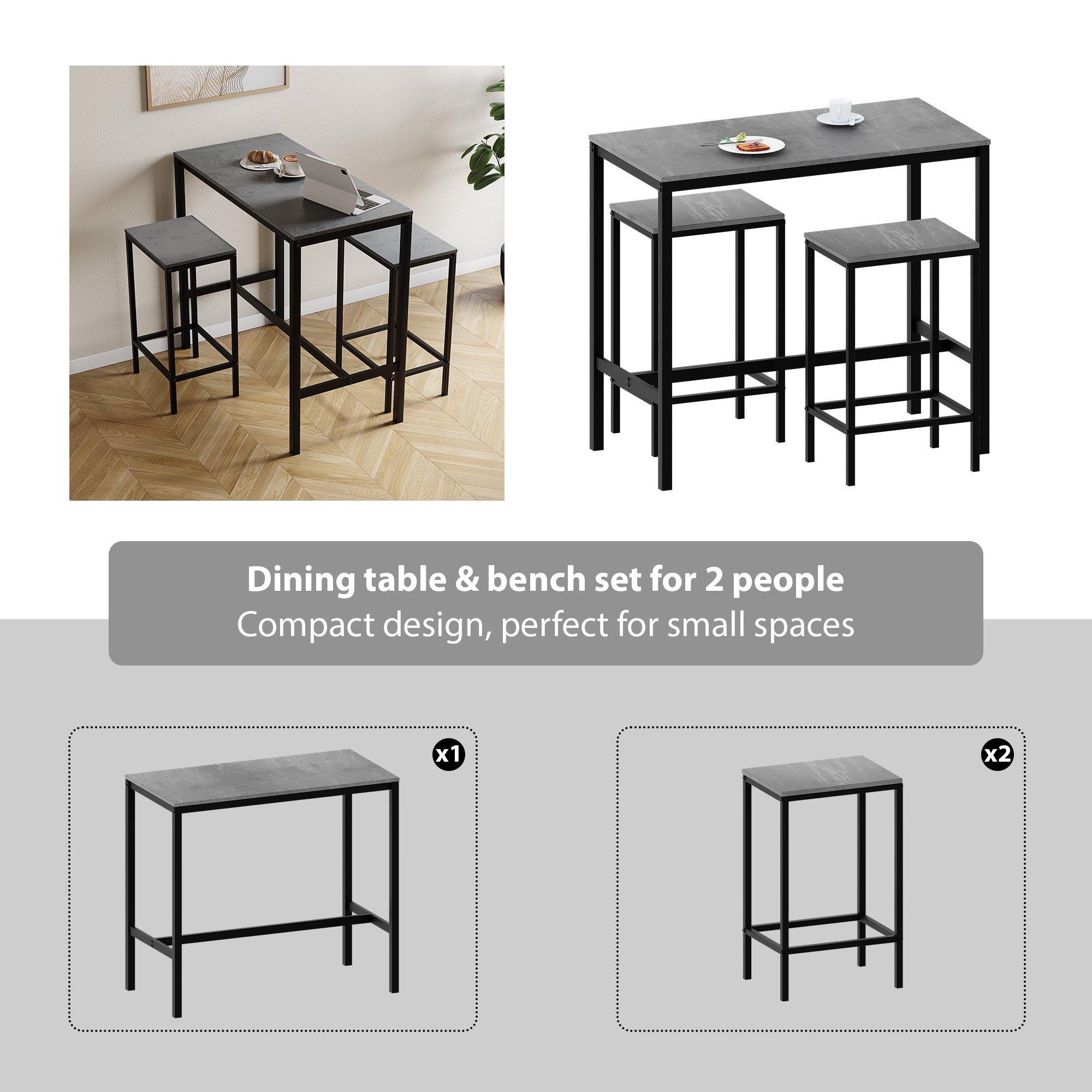 Concrete Grey - Lassic - Vida Designs Roslyn 2 Seater Bar Table Set - 4