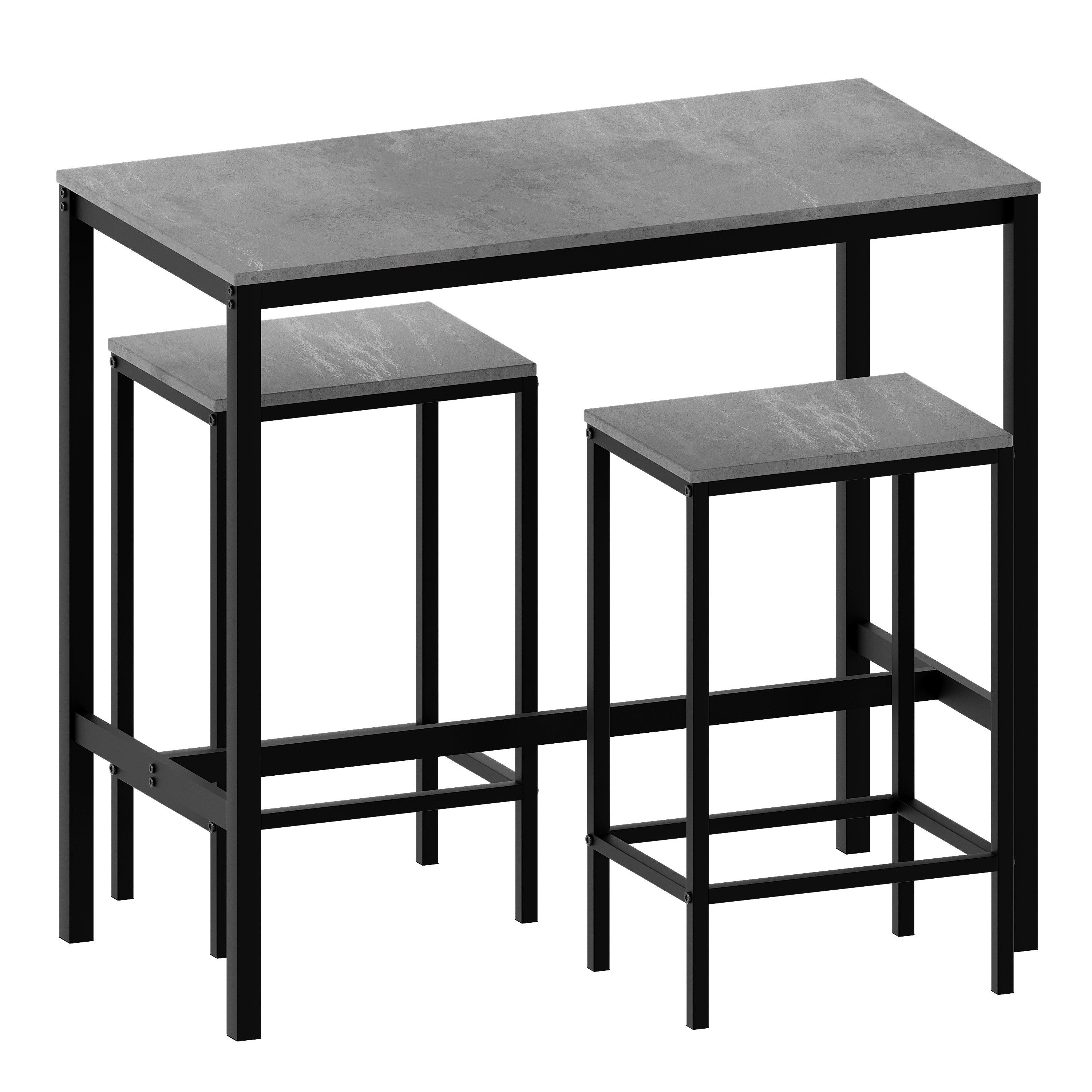 Concrete Grey - Lassic - Vida Designs Roslyn 2 Seater Bar Table Set - 5