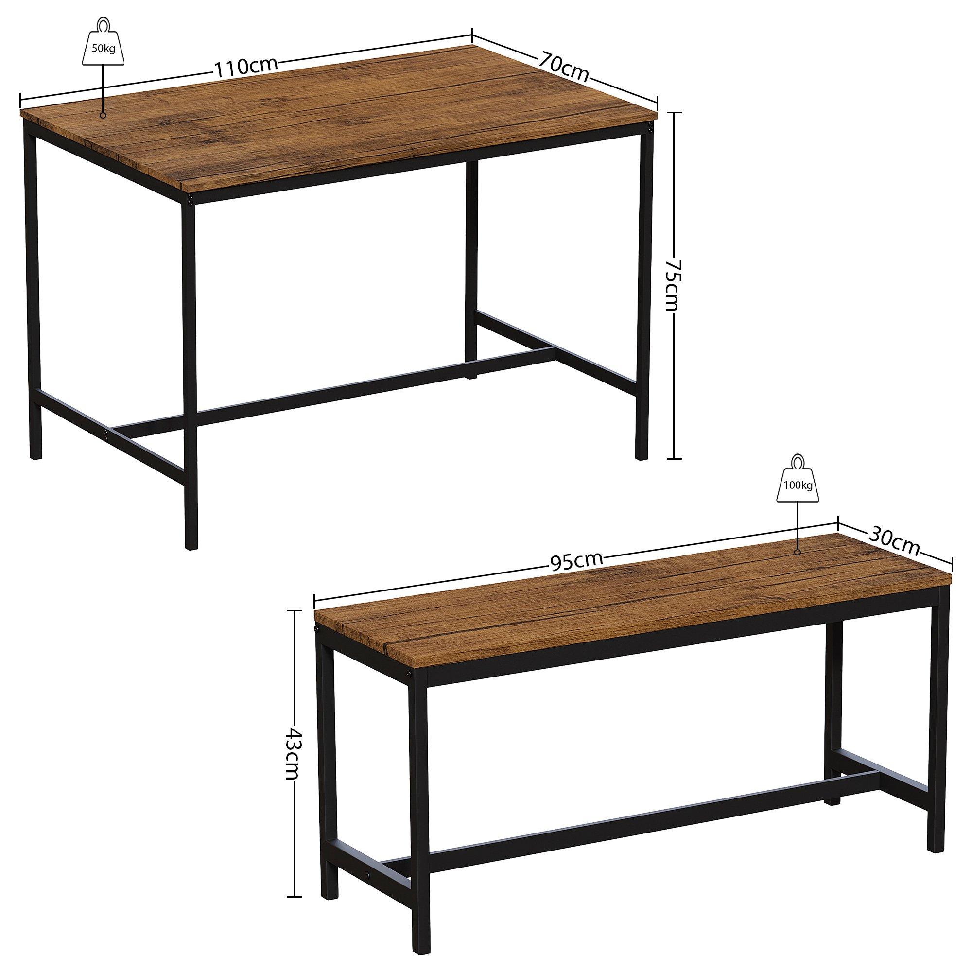 Dark Wood - Lassic - Roslyn 4 Seater Dining Table With Bench Set - 2