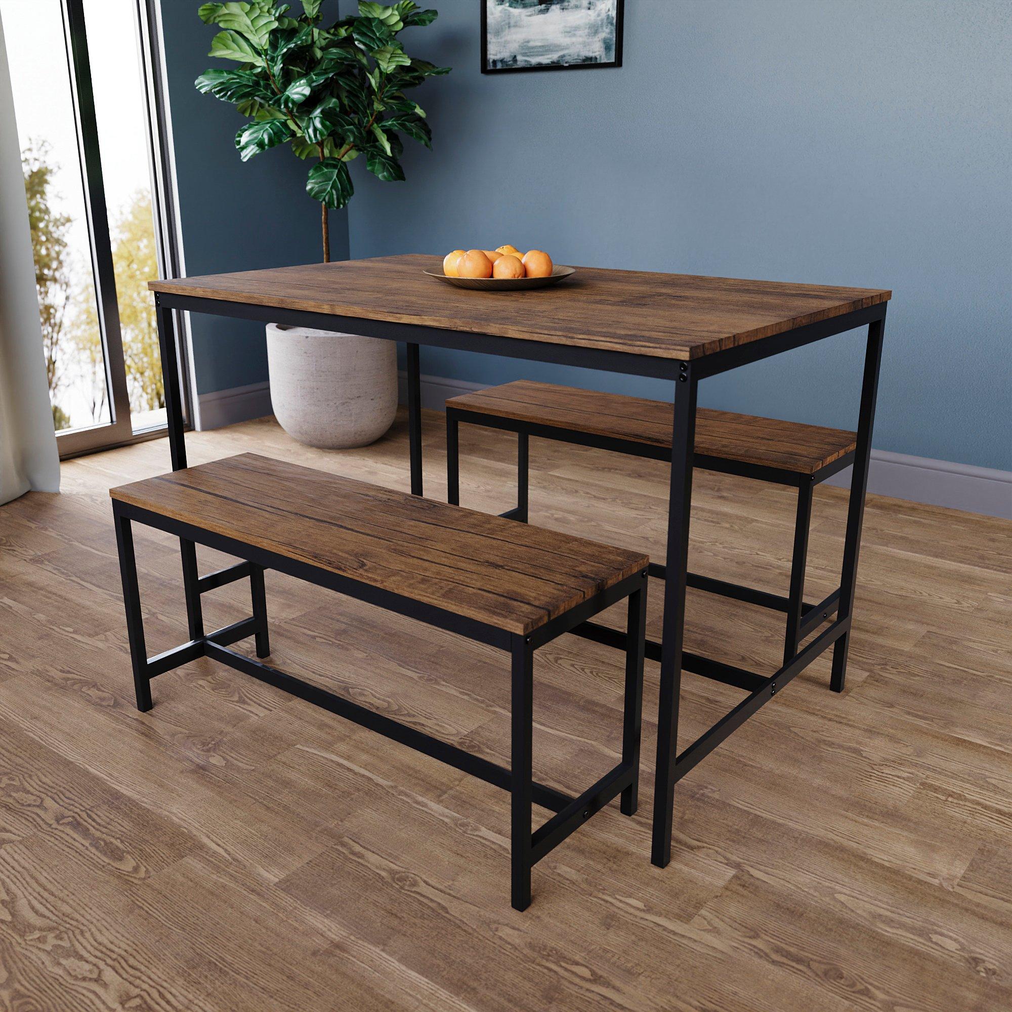Dark Wood - Lassic - Roslyn 4 Seater Dining Table With Bench Set - 3