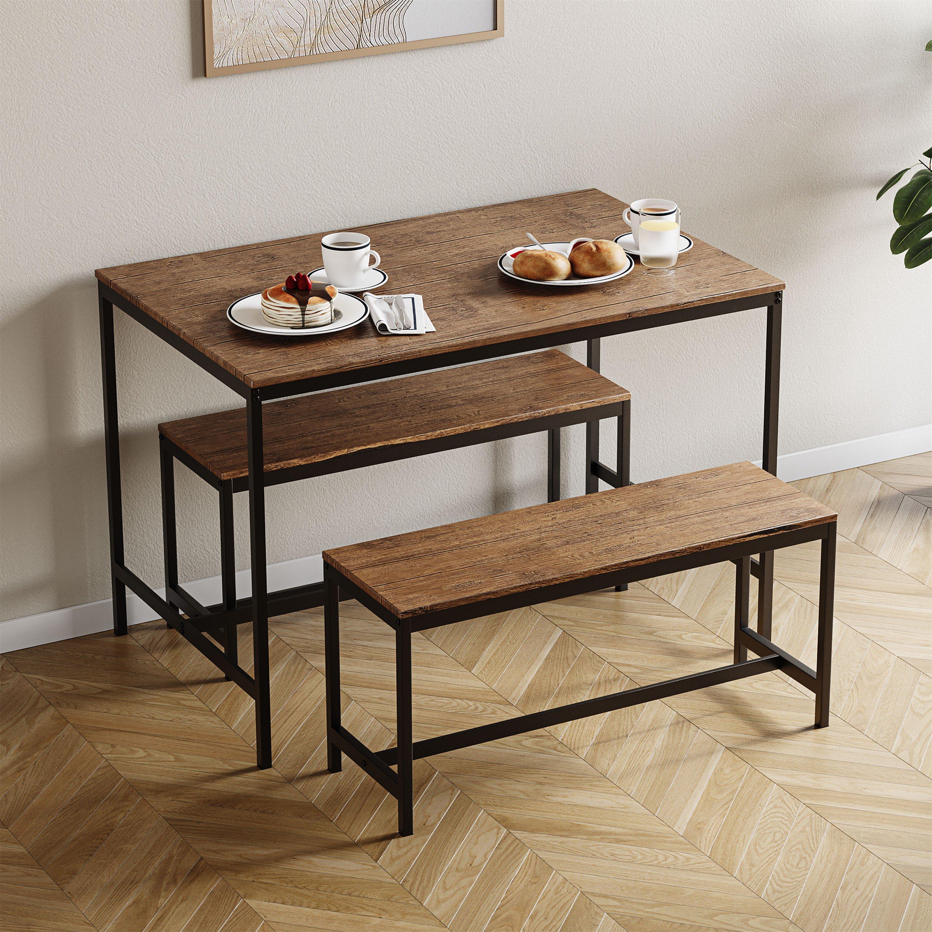 Dark Wood - Lassic - Roslyn 4 Seater Dining Table With Bench Set - 5