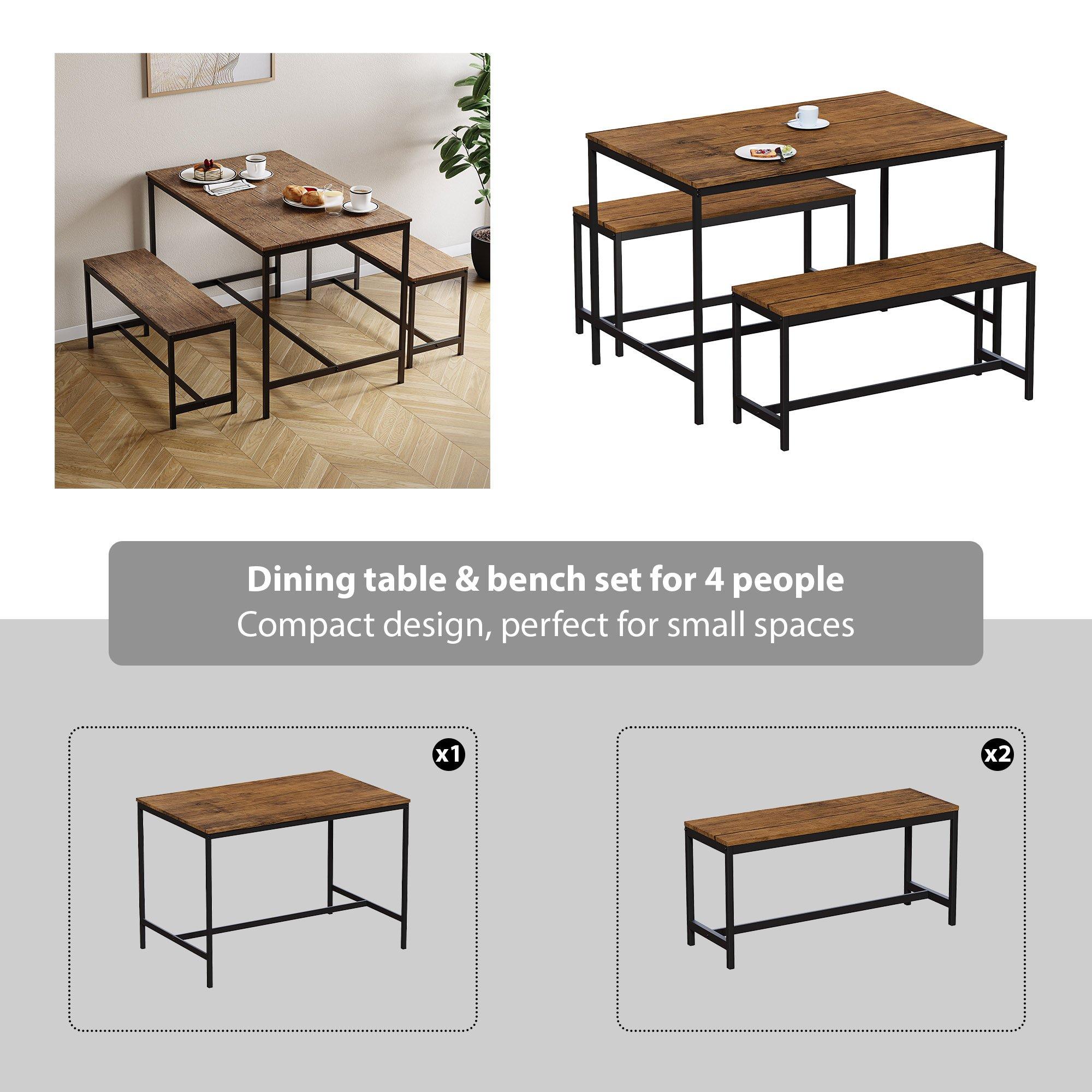 Dark Wood - Lassic - Roslyn 4 Seater Dining Table With Bench Set - 6