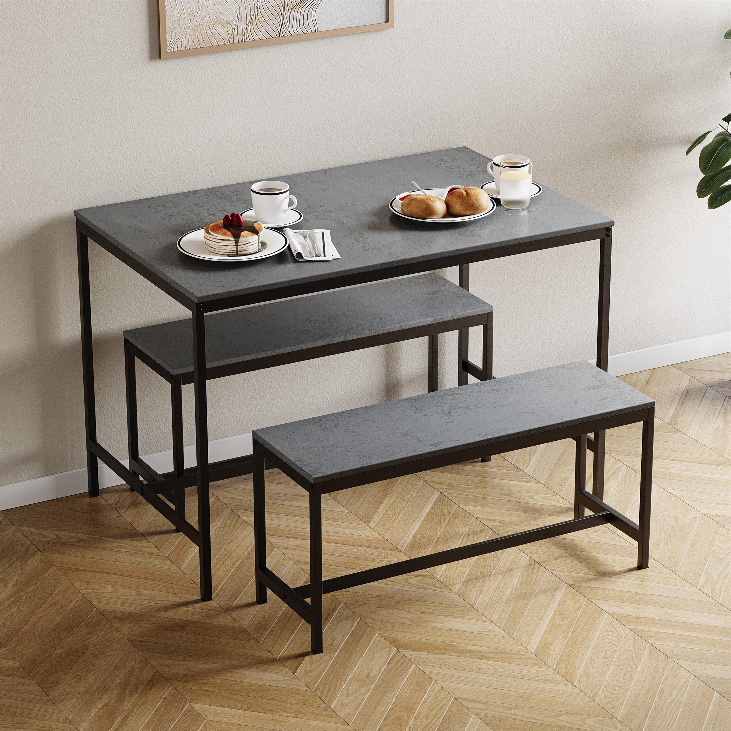 Concrete Grey - Lassic - Roslyn 4 Seater Dining Table With Bench Set - 4