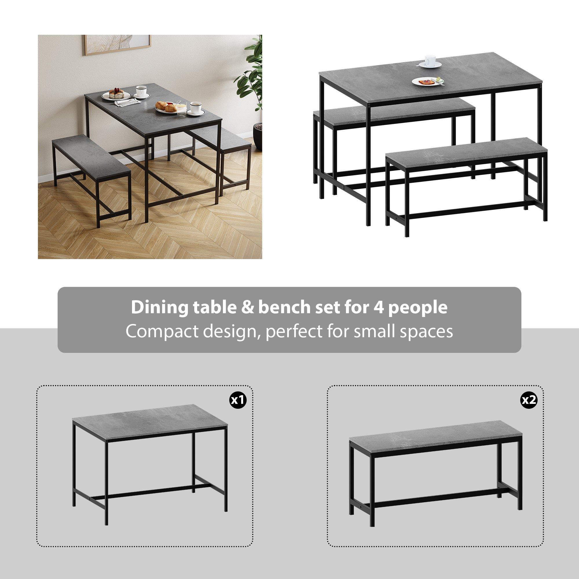 Concrete Grey - Lassic - Roslyn 4 Seater Dining Table With Bench Set - 5