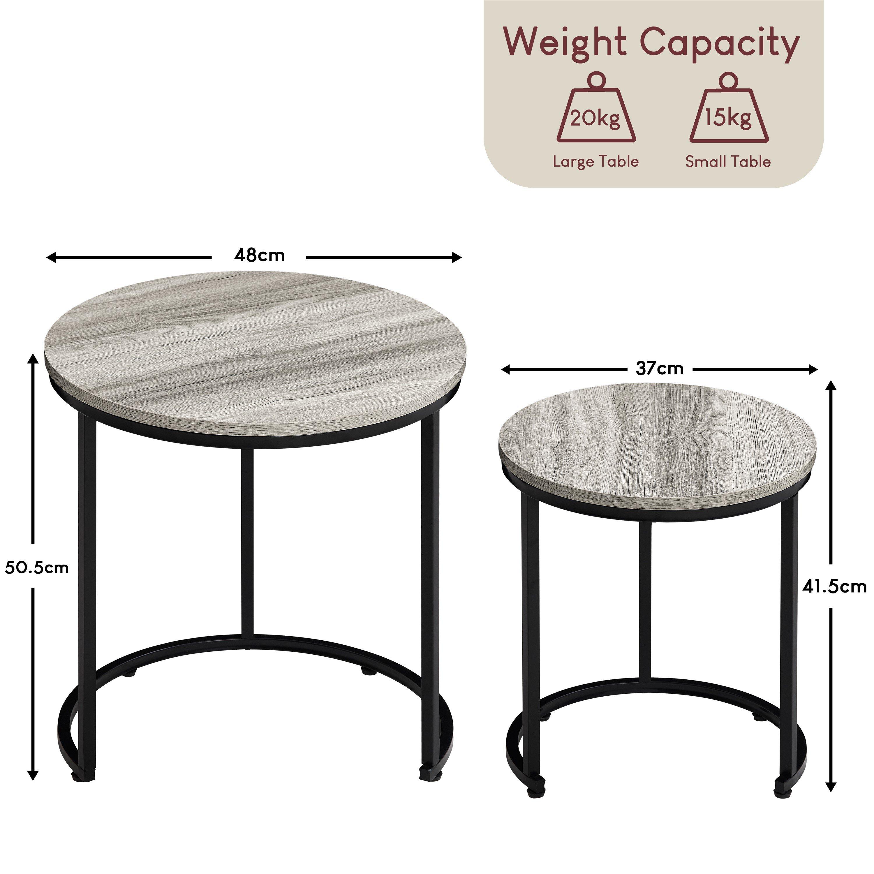 Grey - Lassic - Vida Designs Brooklyn Nest of 2 Round Tables - 2
