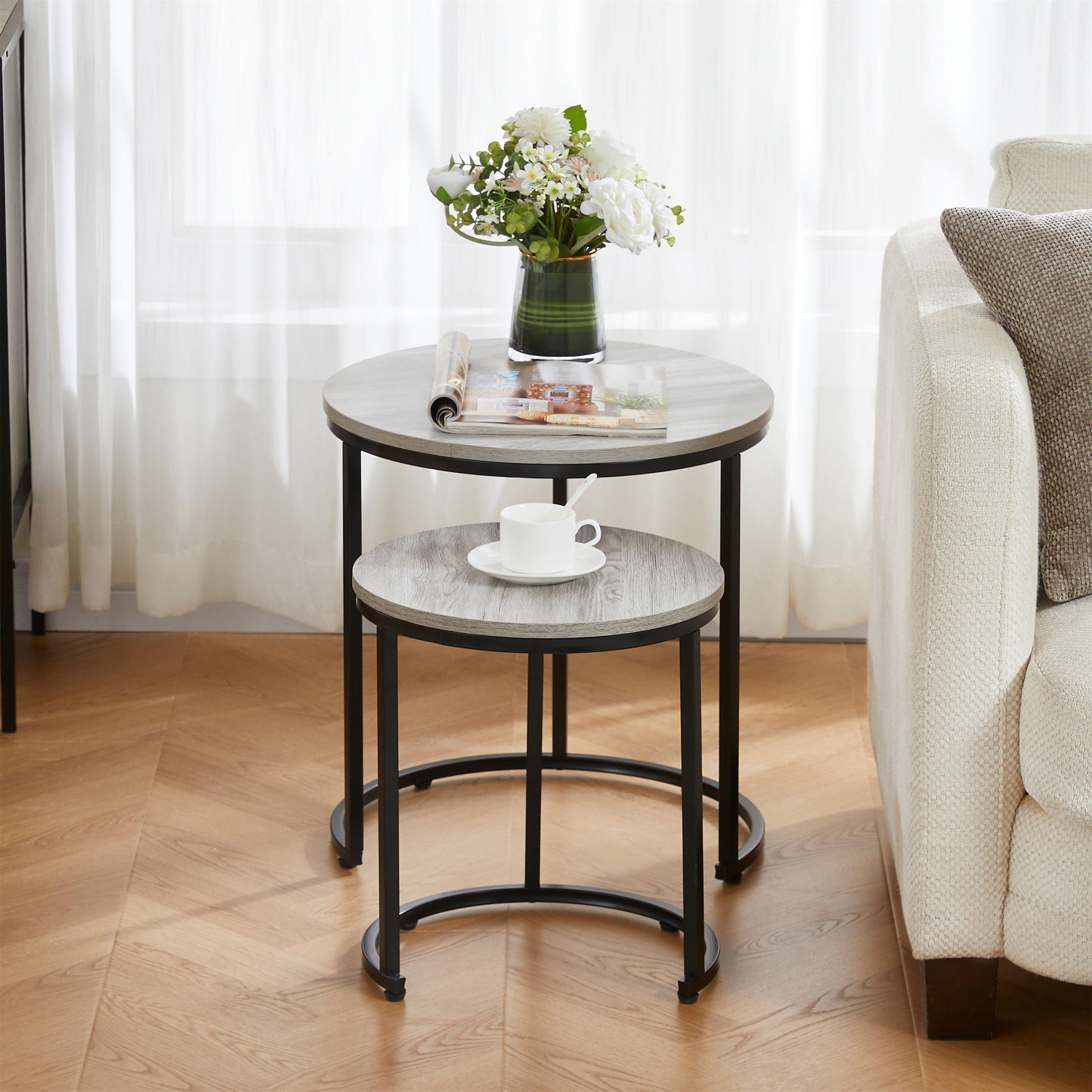 Grey - Lassic - Vida Designs Brooklyn Nest of 2 Round Tables - 3