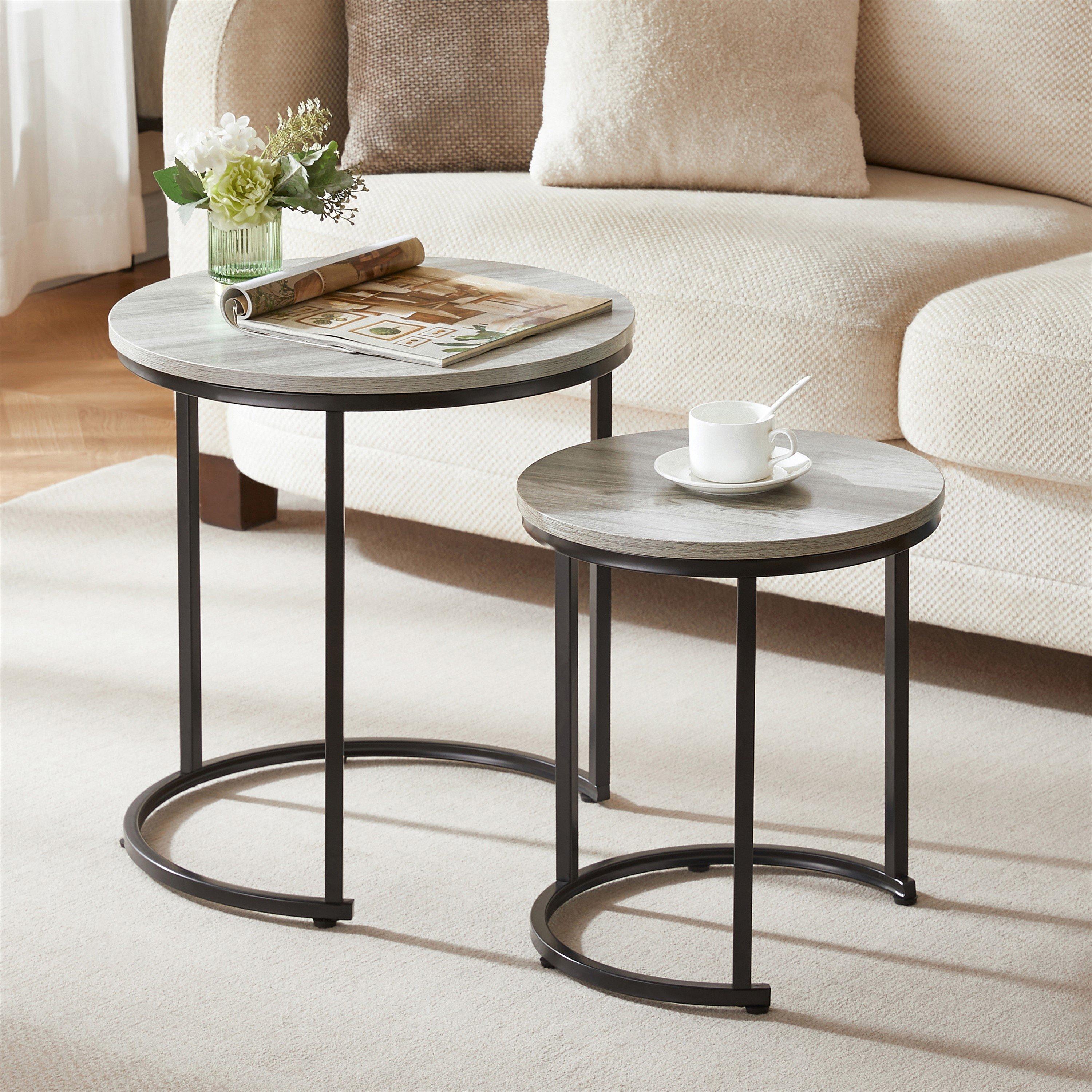 Grey - Lassic - Vida Designs Brooklyn Nest of 2 Round Tables - 4