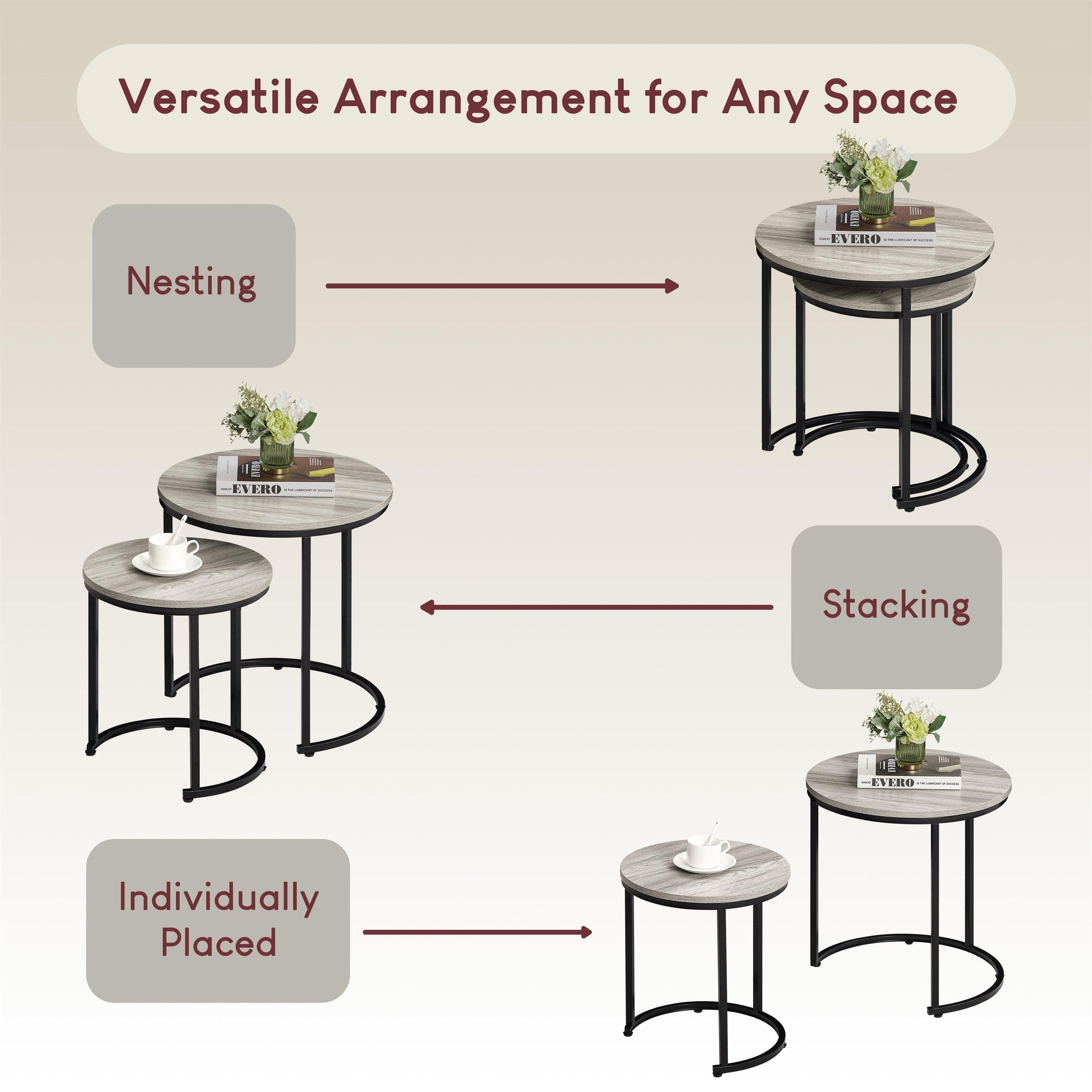 Grey - Lassic - Vida Designs Brooklyn Nest of 2 Round Tables - 5