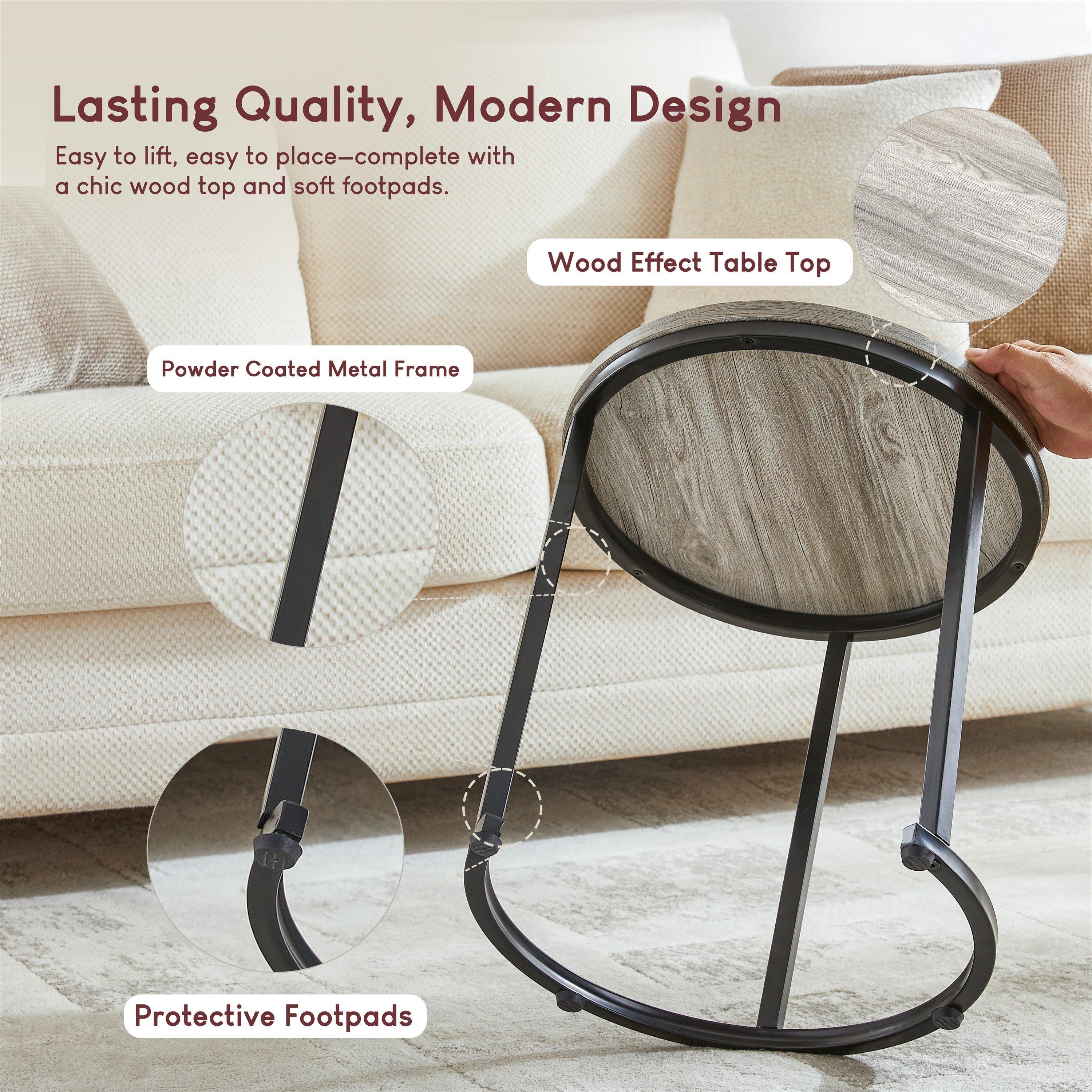 Grey - Lassic - Vida Designs Brooklyn Nest of 2 Round Tables - 6