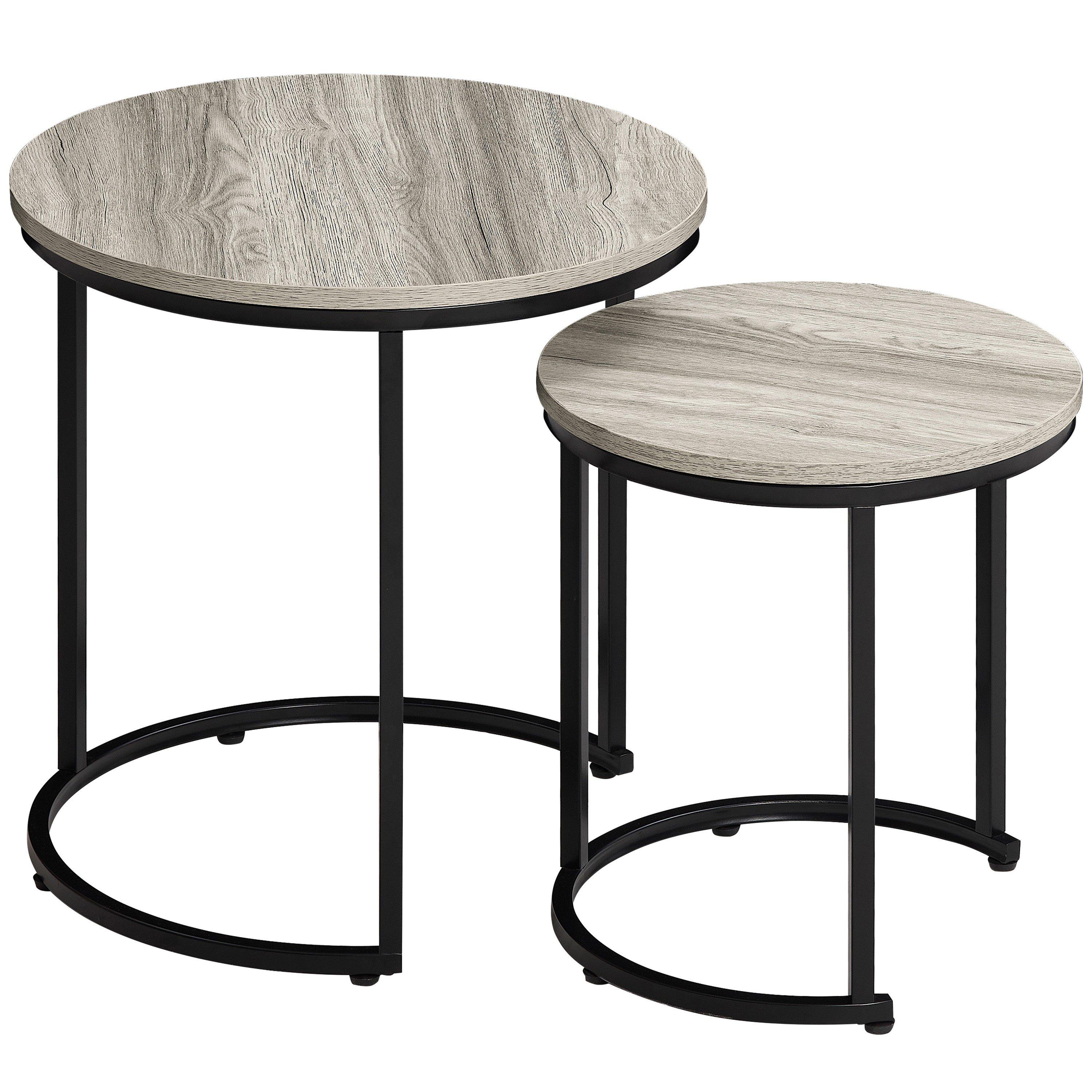 Grey - Lassic - Vida Designs Brooklyn Nest of 2 Round Tables - 8