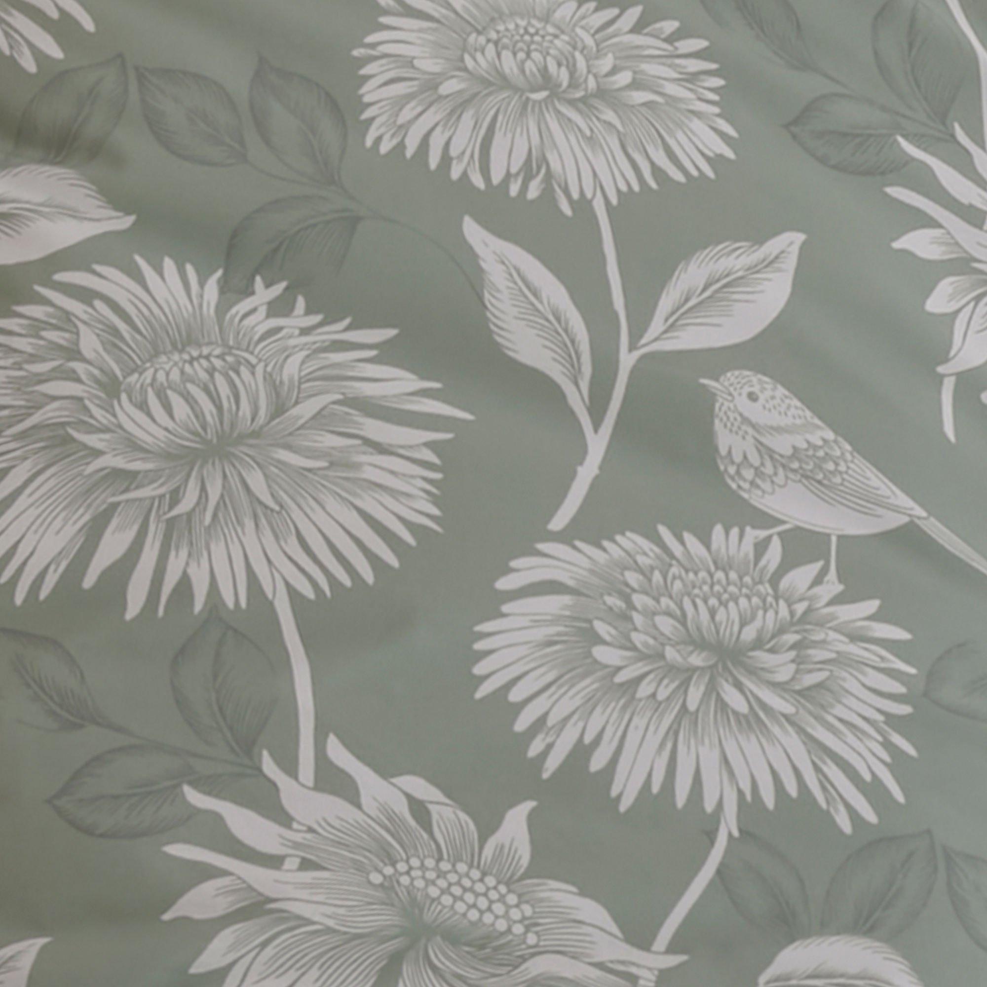 Green - Dreams and Drapes - Chrysanthemum Reversible Duvet Cover Set - 3
