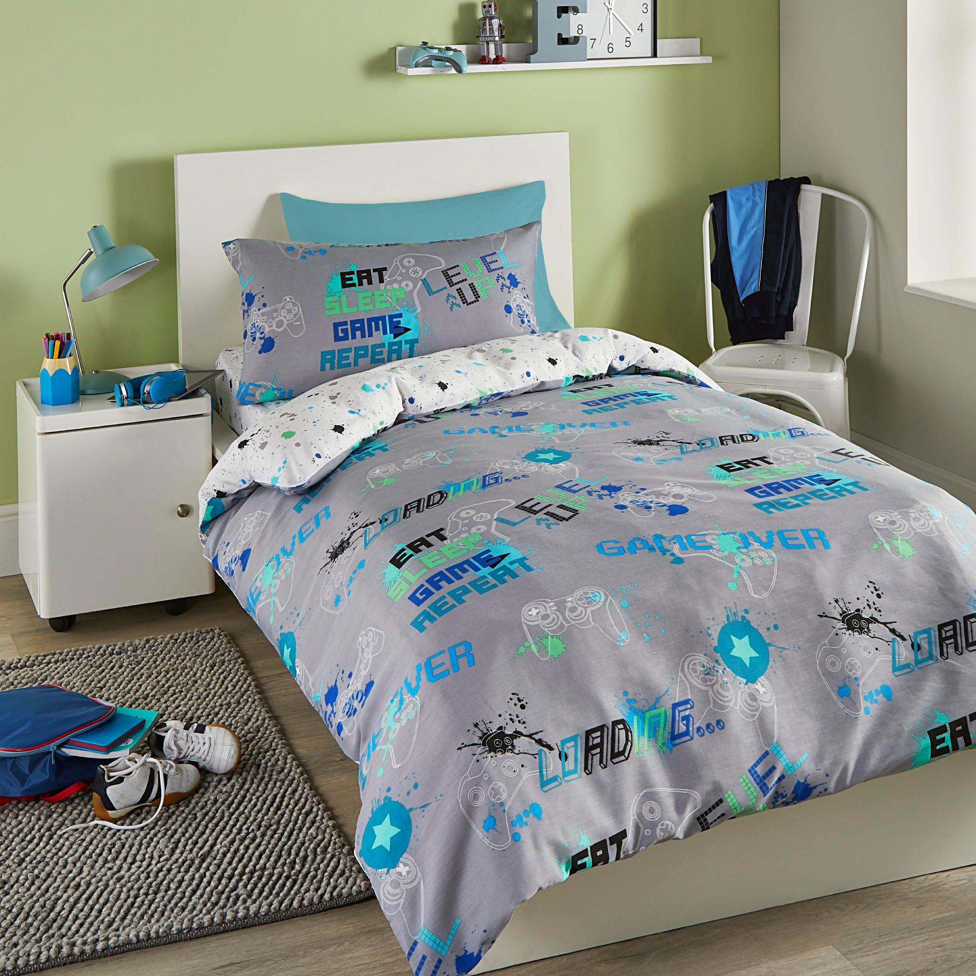 Bedlam  Game Glow In The Dark Kids Duvet Cover Set In Grey - Single