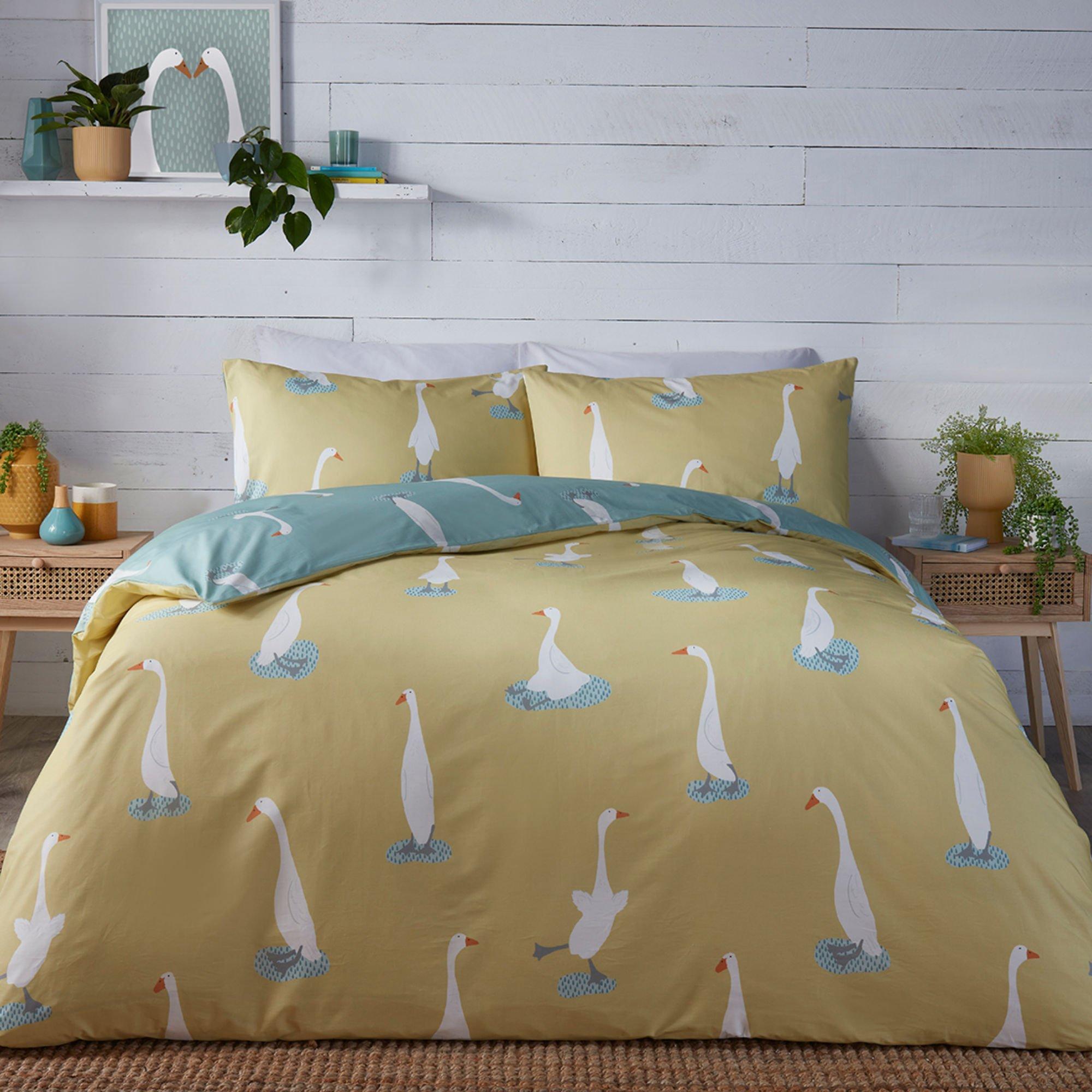 Yellow - Fusion - Puddles The Duck Reversible Duvet Cover Set - 1