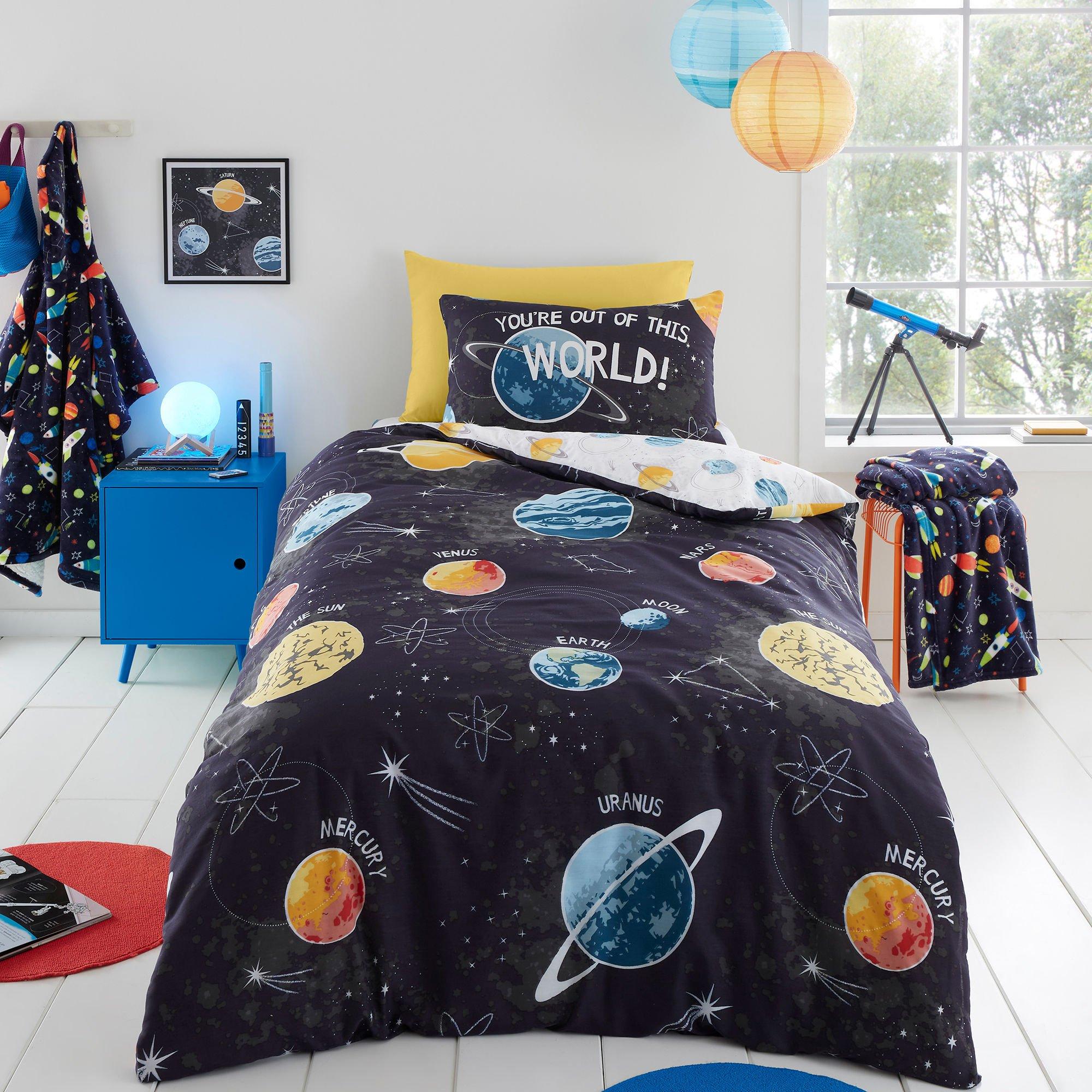 Black - Bedlam - Outer Space Glow in the Dark Duvet Cover Set - 2