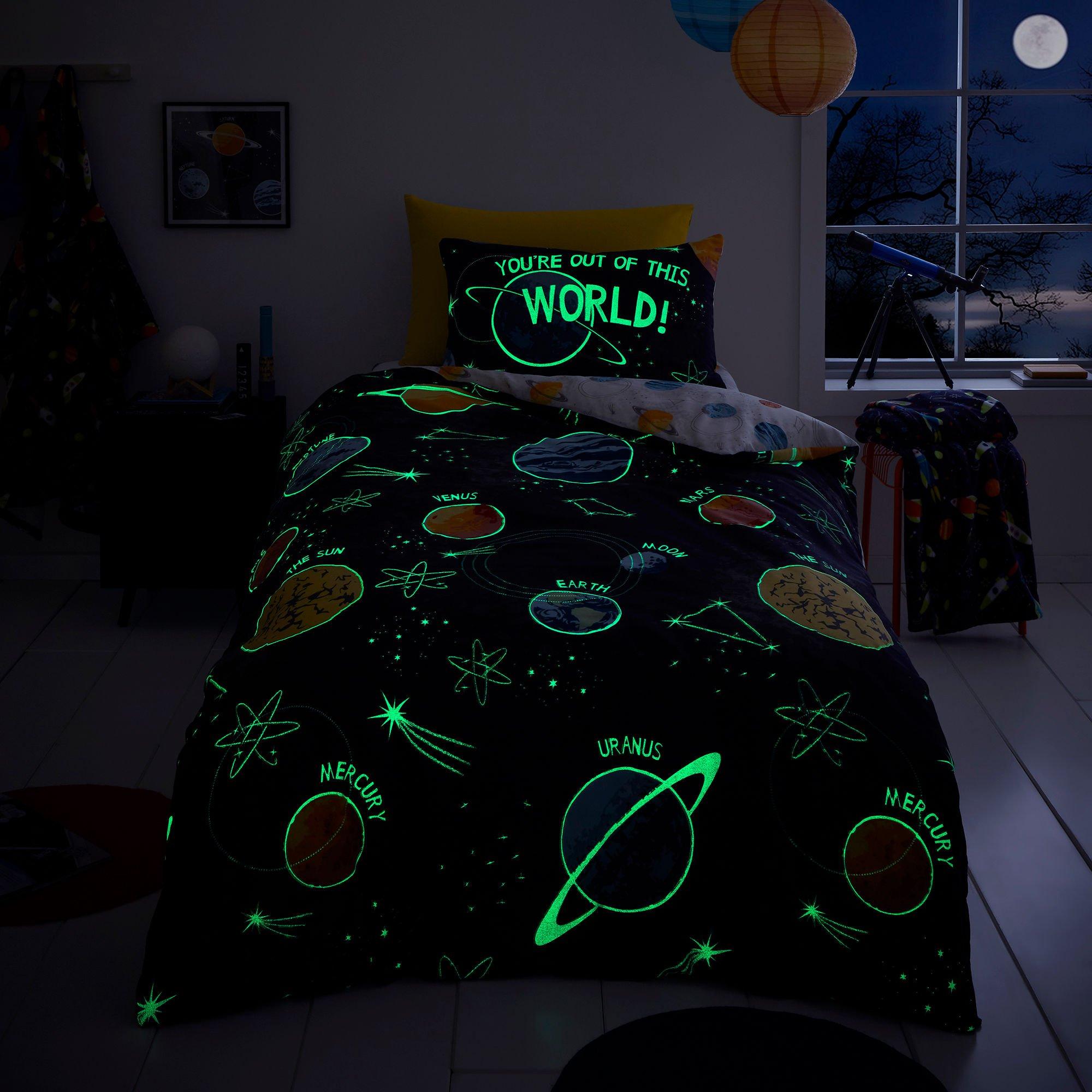 Black - Bedlam - Outer Space Glow in the Dark Duvet Cover Set - 5