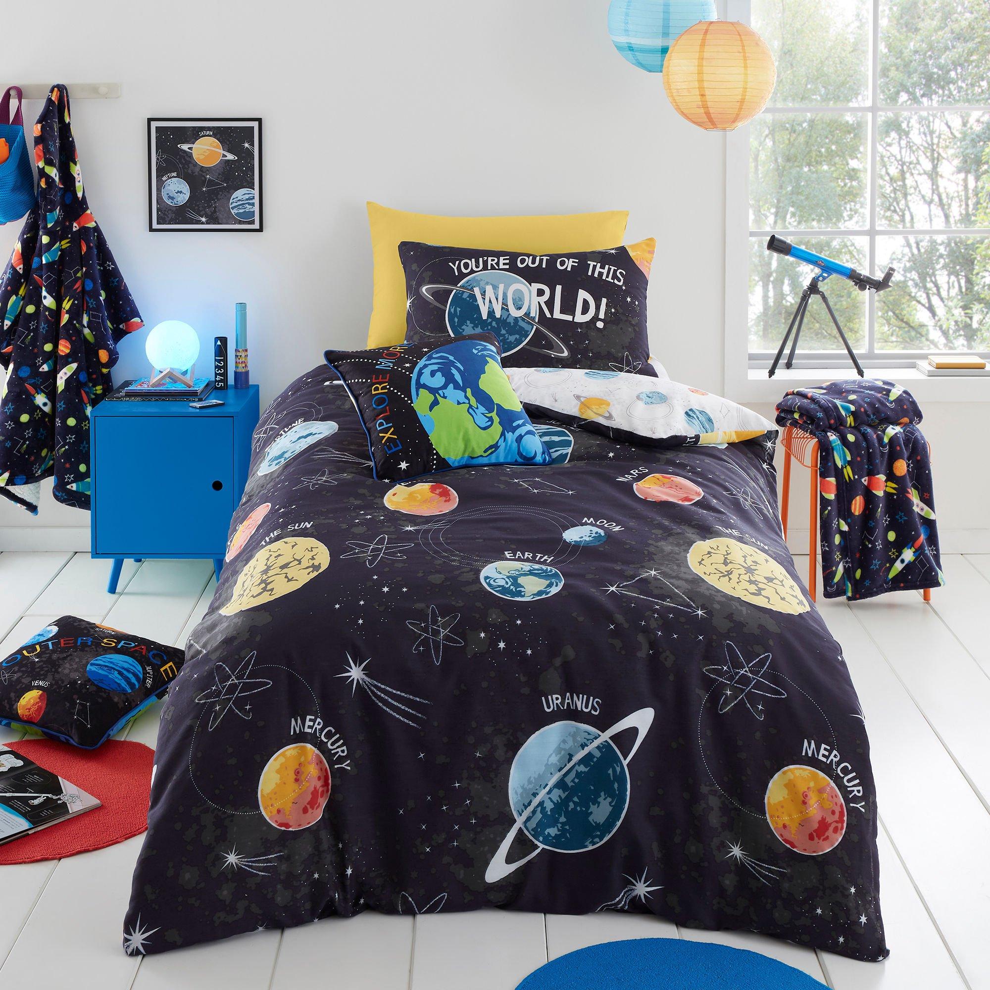 Black - Bedlam - Outer Space Glow in the Dark Duvet Cover Set - 7