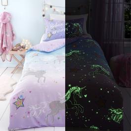Bedlam Ombre Unicorn Glow in the Dark Duvet Cover Set