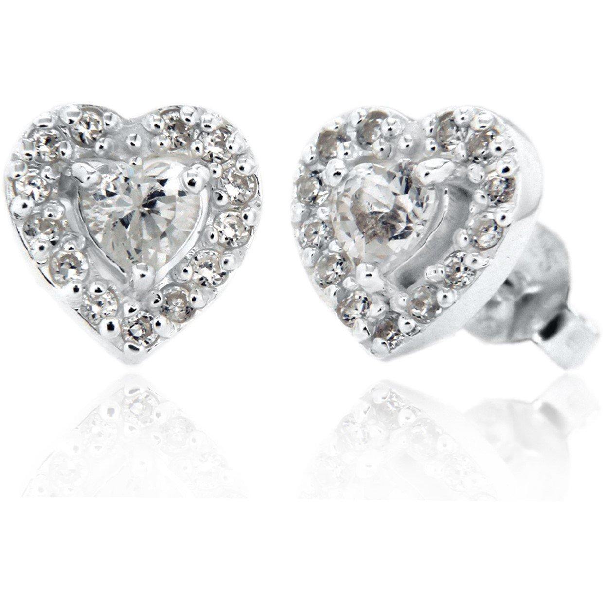 Silver - Be You - Silver CZ Heart Earrings & Necklace Set - 2