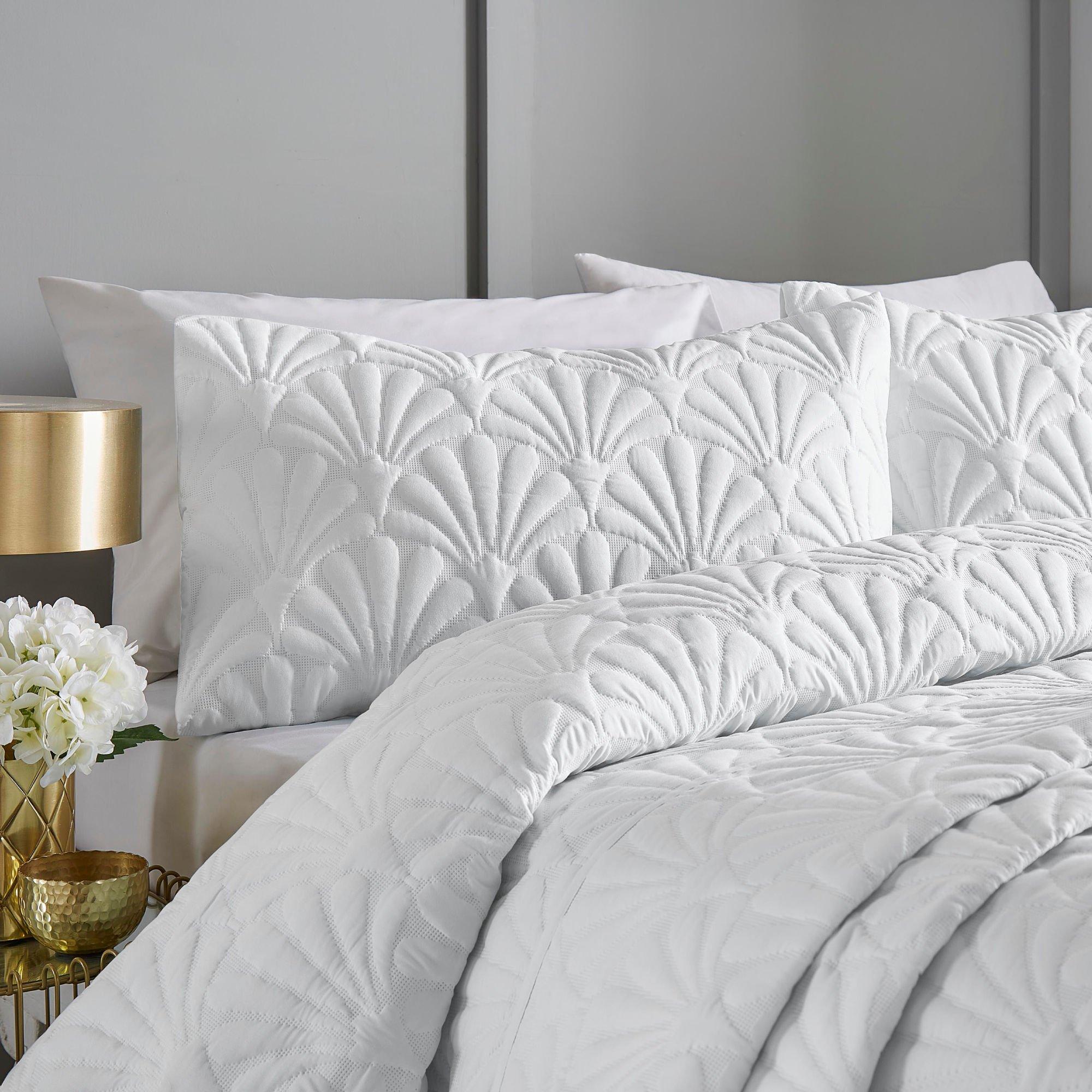 White - Serene Home - Cavali Embossed Pinsonic Duvet Cover Set Duck Egg - 2
