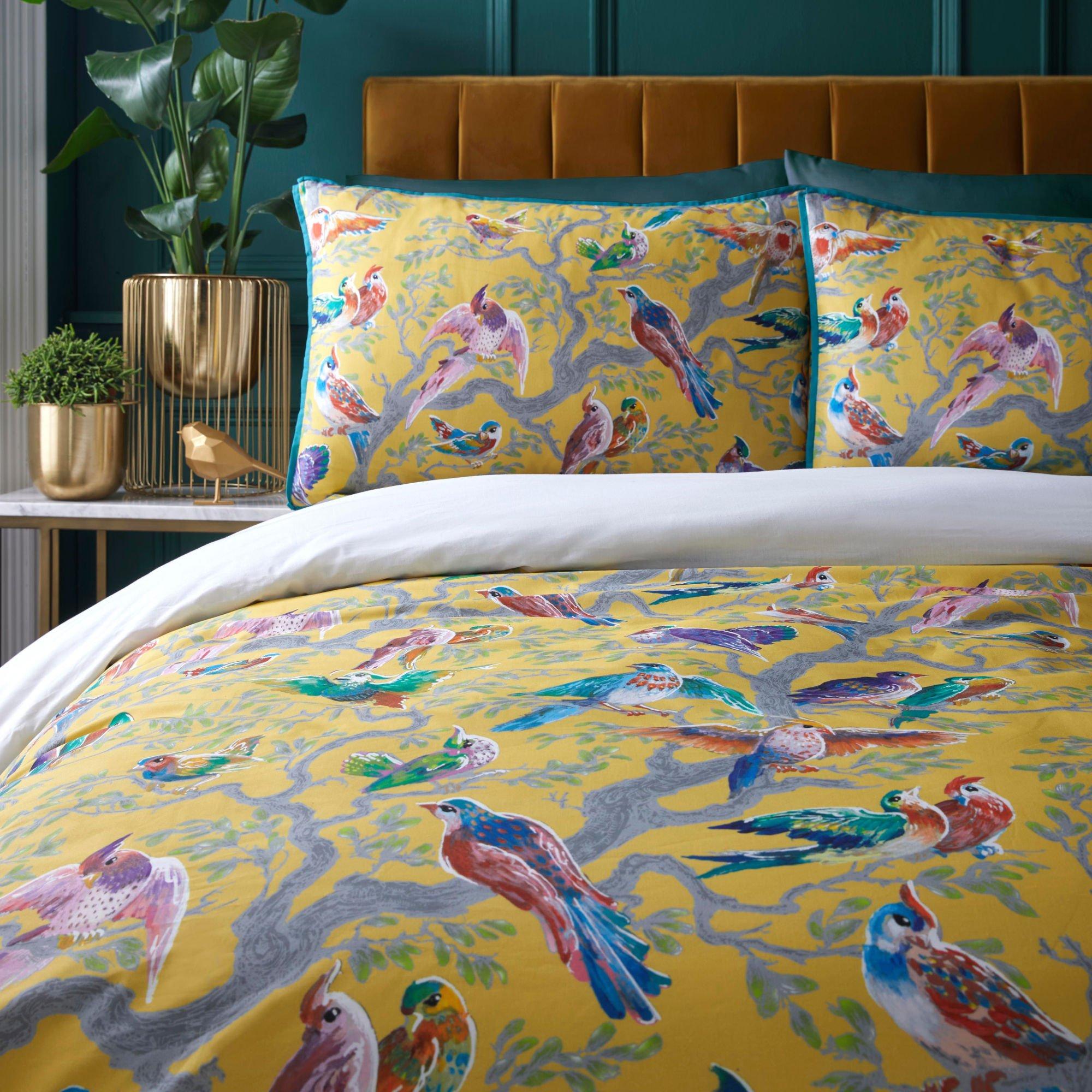 Yellow - Laurence Llewelyn-Bowen - Birdity Absurdity Sateen Duvet Cover Set - 2