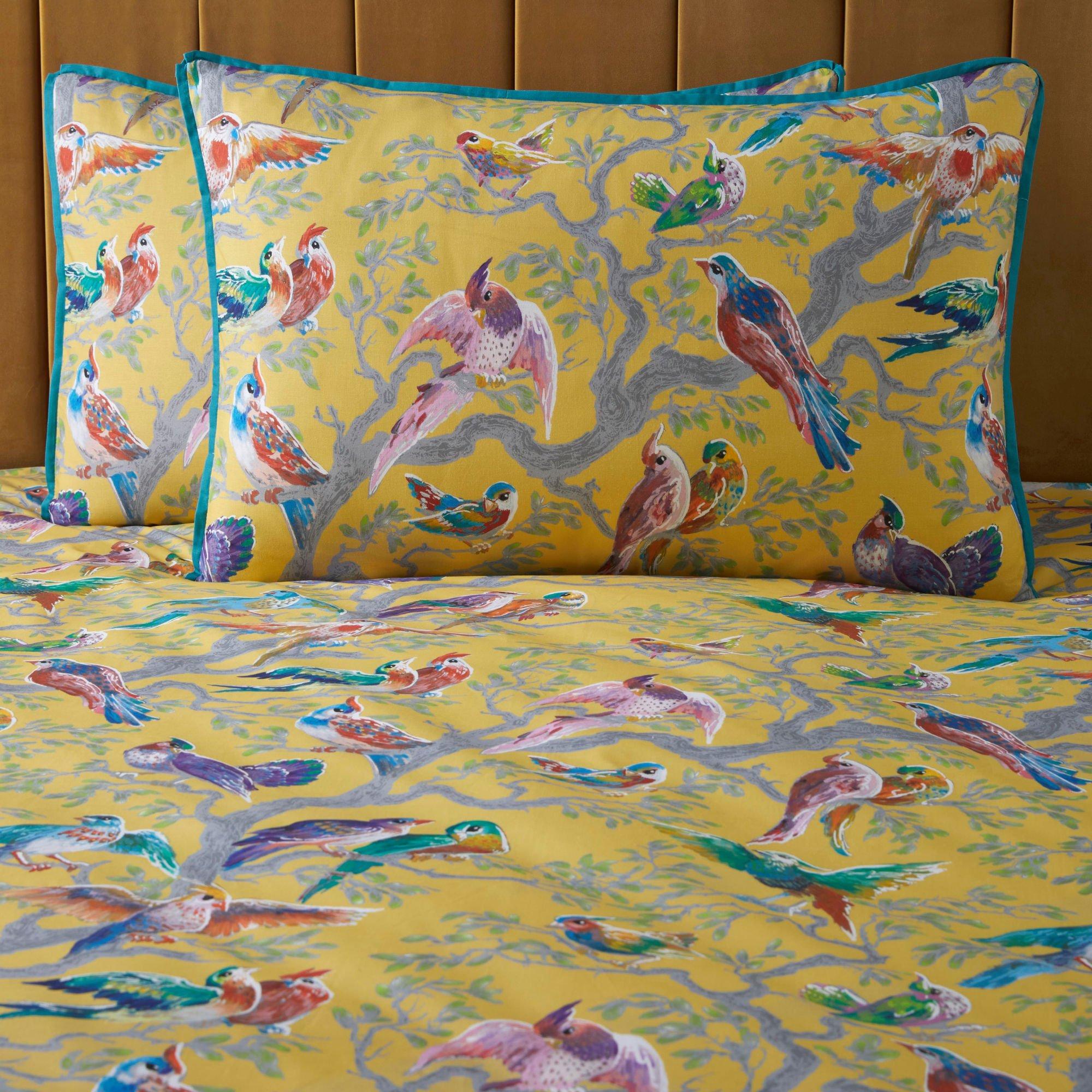 Yellow - Laurence Llewelyn-Bowen - Birdity Absurdity Sateen Duvet Cover Set - 3