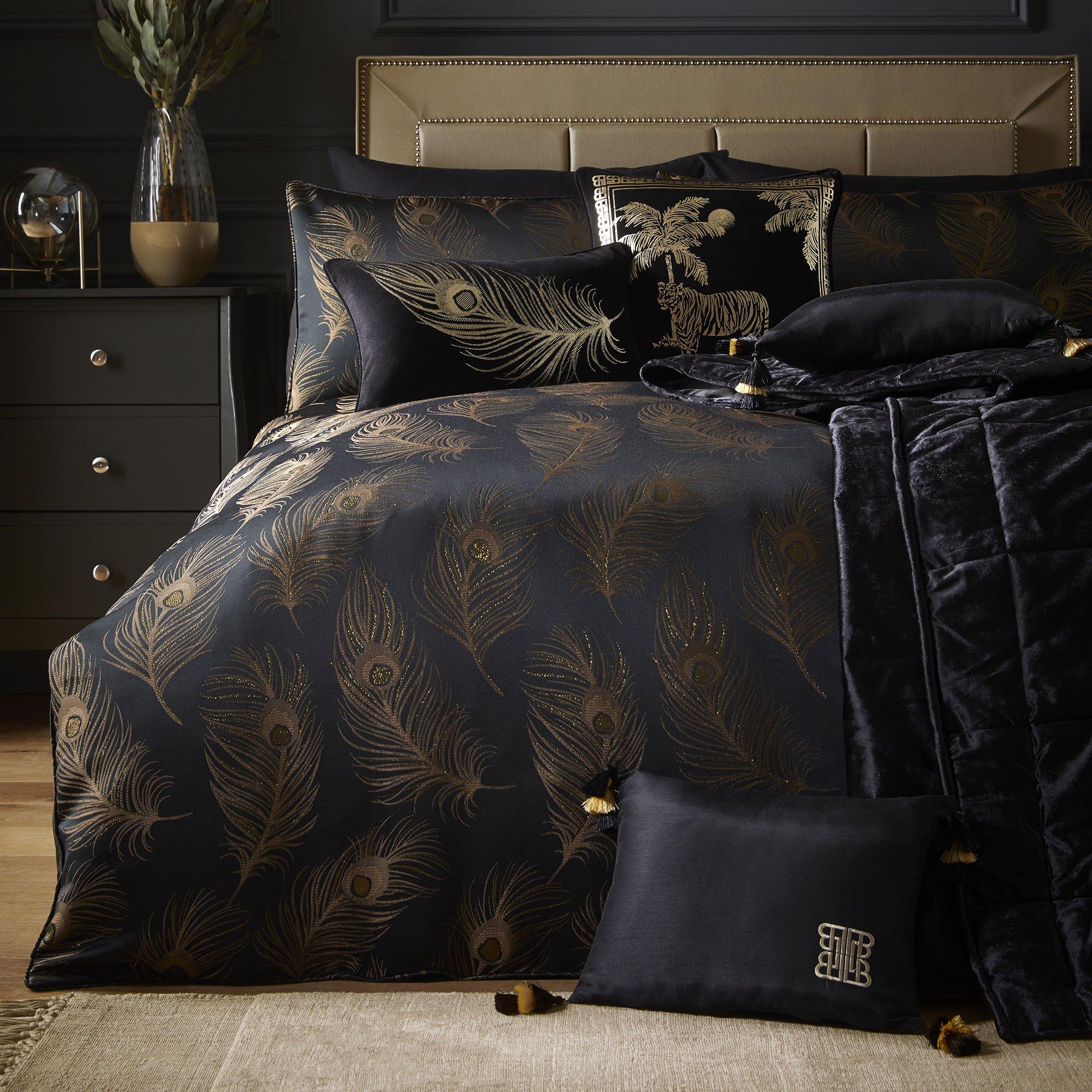 Black And Gold - Laurence Llewelyn-Bowen - Dandy Jacquard Woven Duvet Cover Set - 1