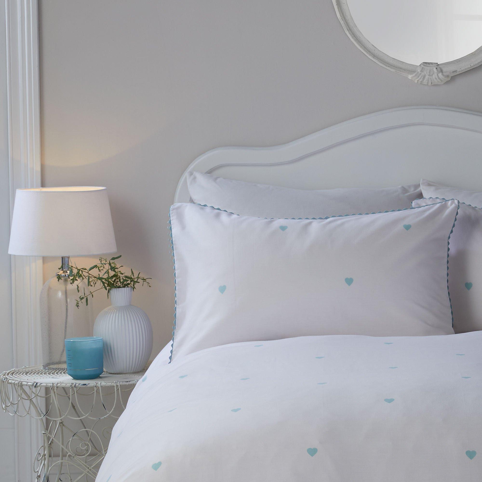 Duck Egg - Serene Home - Decorative Heart Duvet Cover Set in Duck Egg - 2