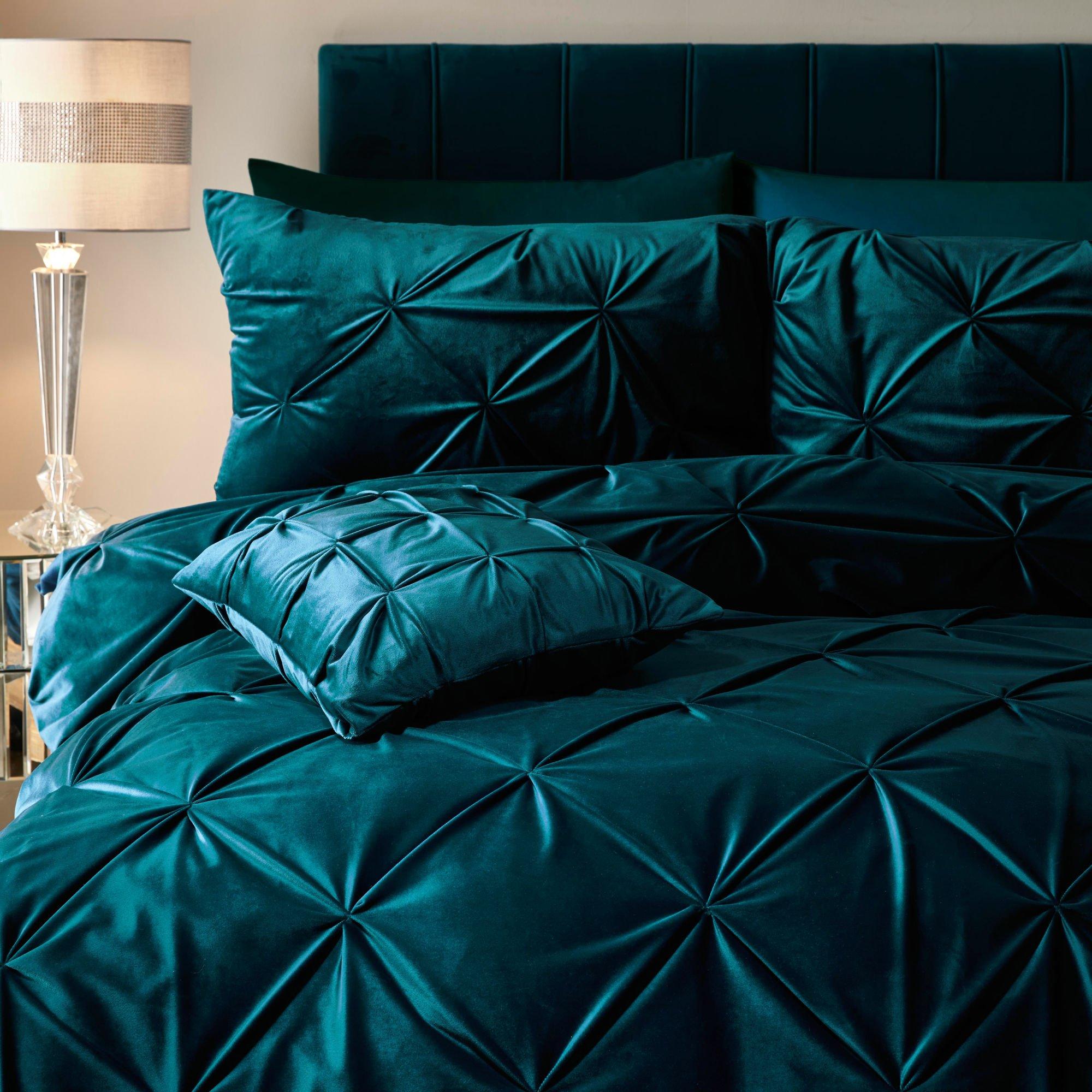Teal - Serene Home - Mira Velvet Duvet Cover Set - 2