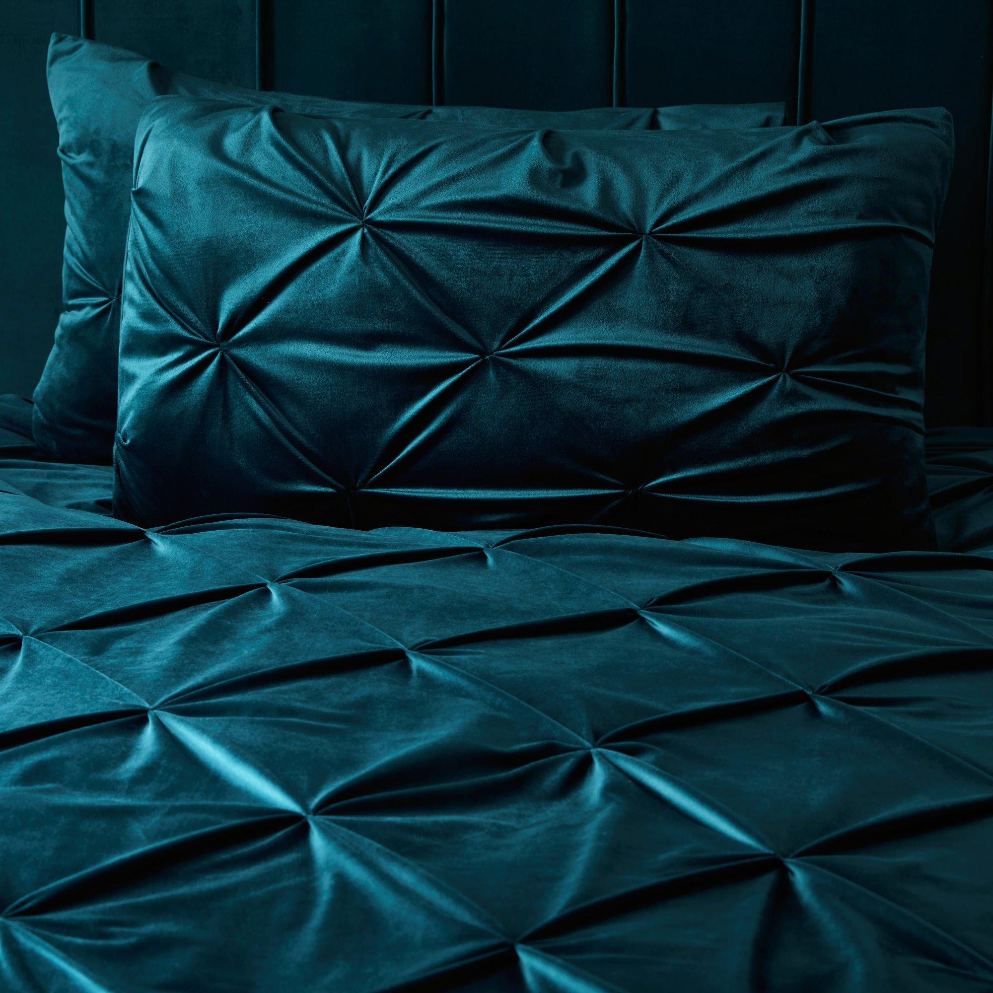 Teal - Serene Home - Mira Velvet Duvet Cover Set - 3