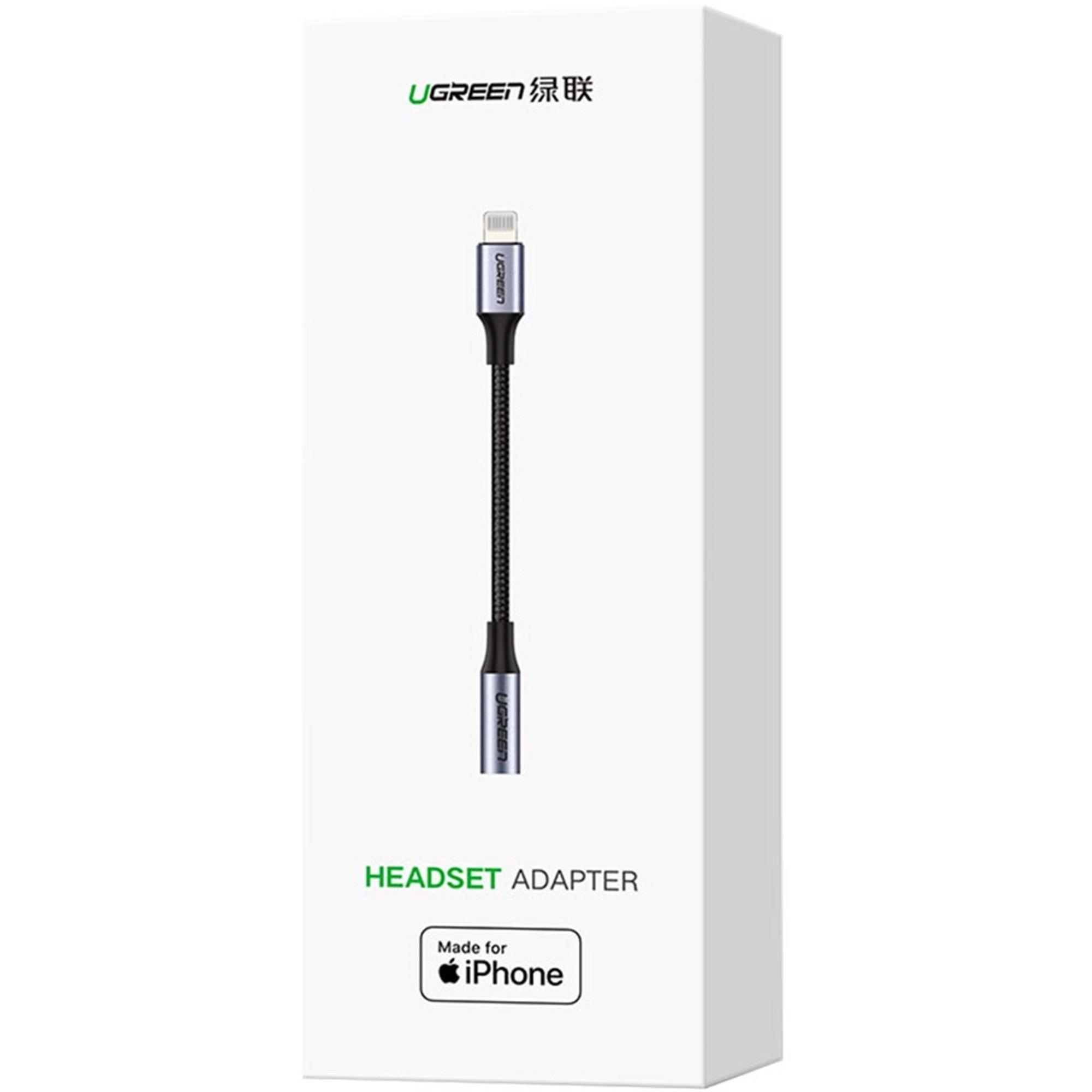 Black - UGREEN - Lightning to 3.5mm Headphone Adapter - 7
