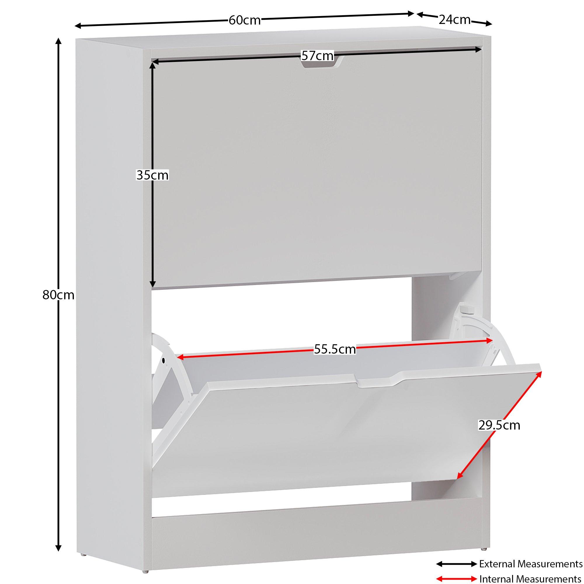White - Lassic - Vida Designs 2 Drawer Shoe Cabinet (Handle less) - 2