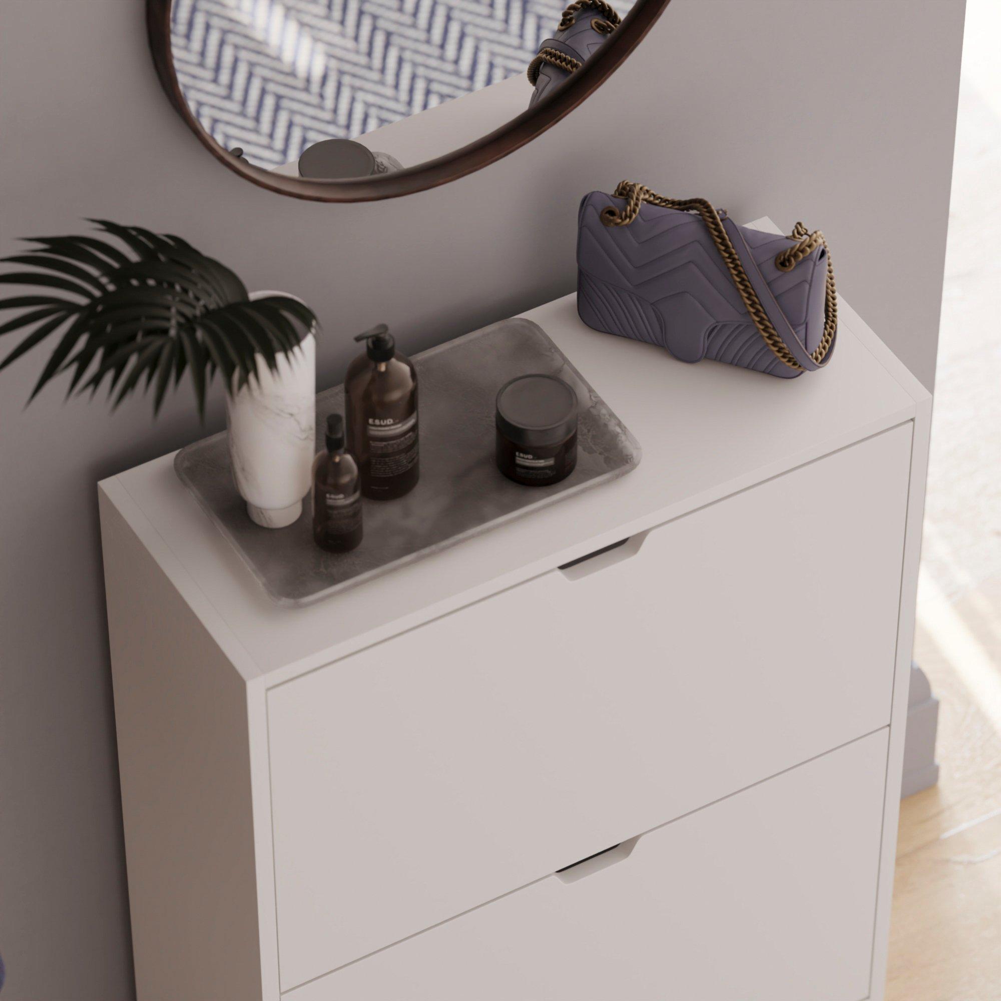 White - Lassic - Vida Designs 2 Drawer Shoe Cabinet (Handle less) - 4