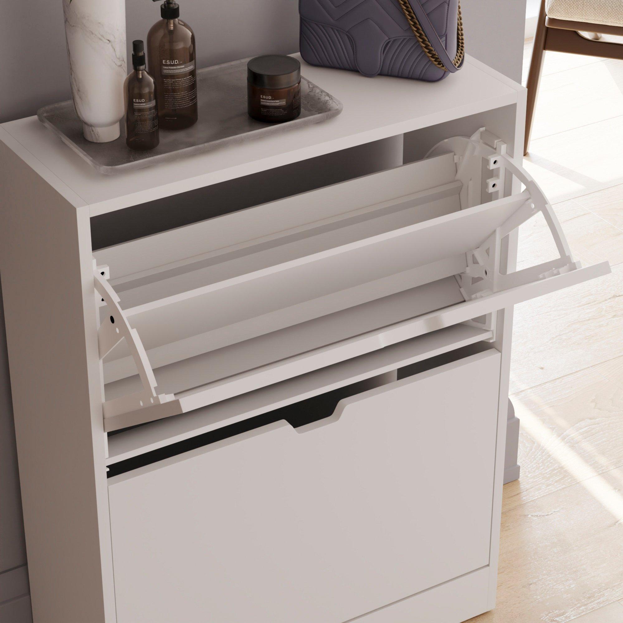 White - Lassic - Vida Designs 2 Drawer Shoe Cabinet (Handle less) - 5