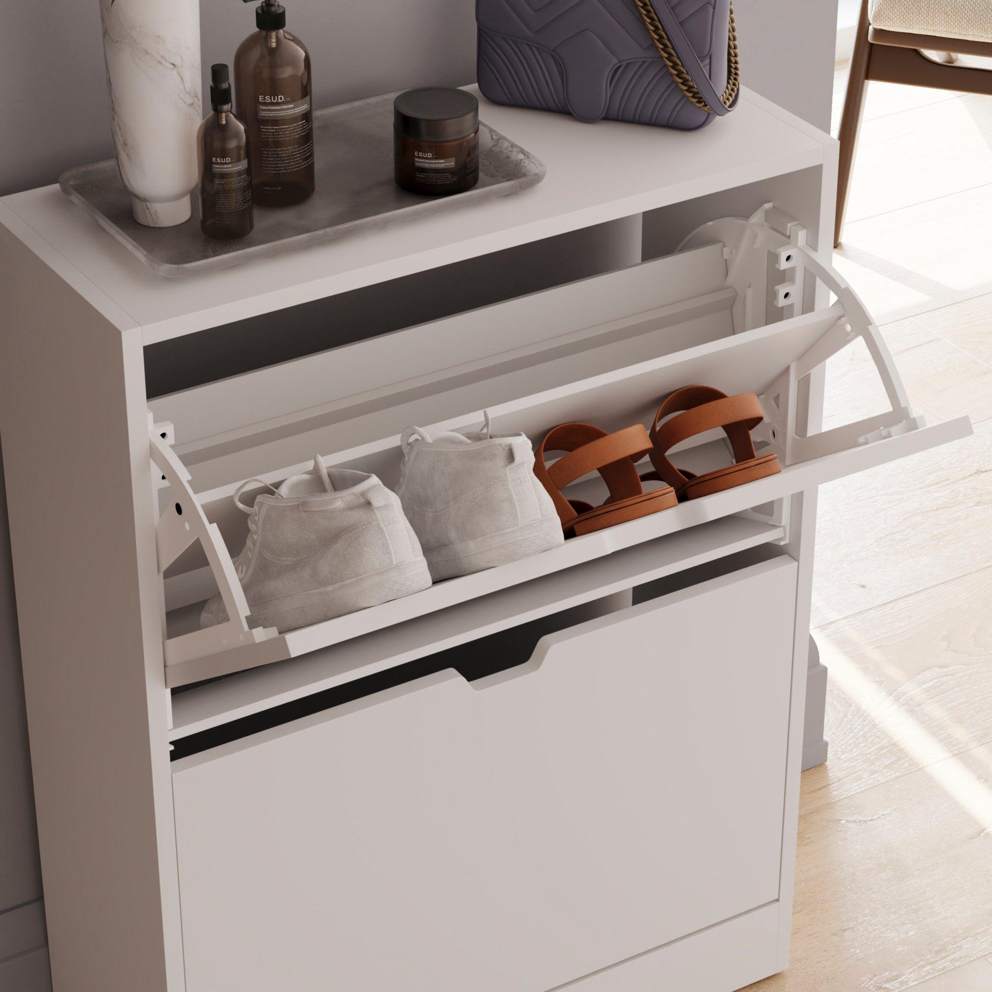 White - Lassic - Vida Designs 2 Drawer Shoe Cabinet (Handle less) - 6